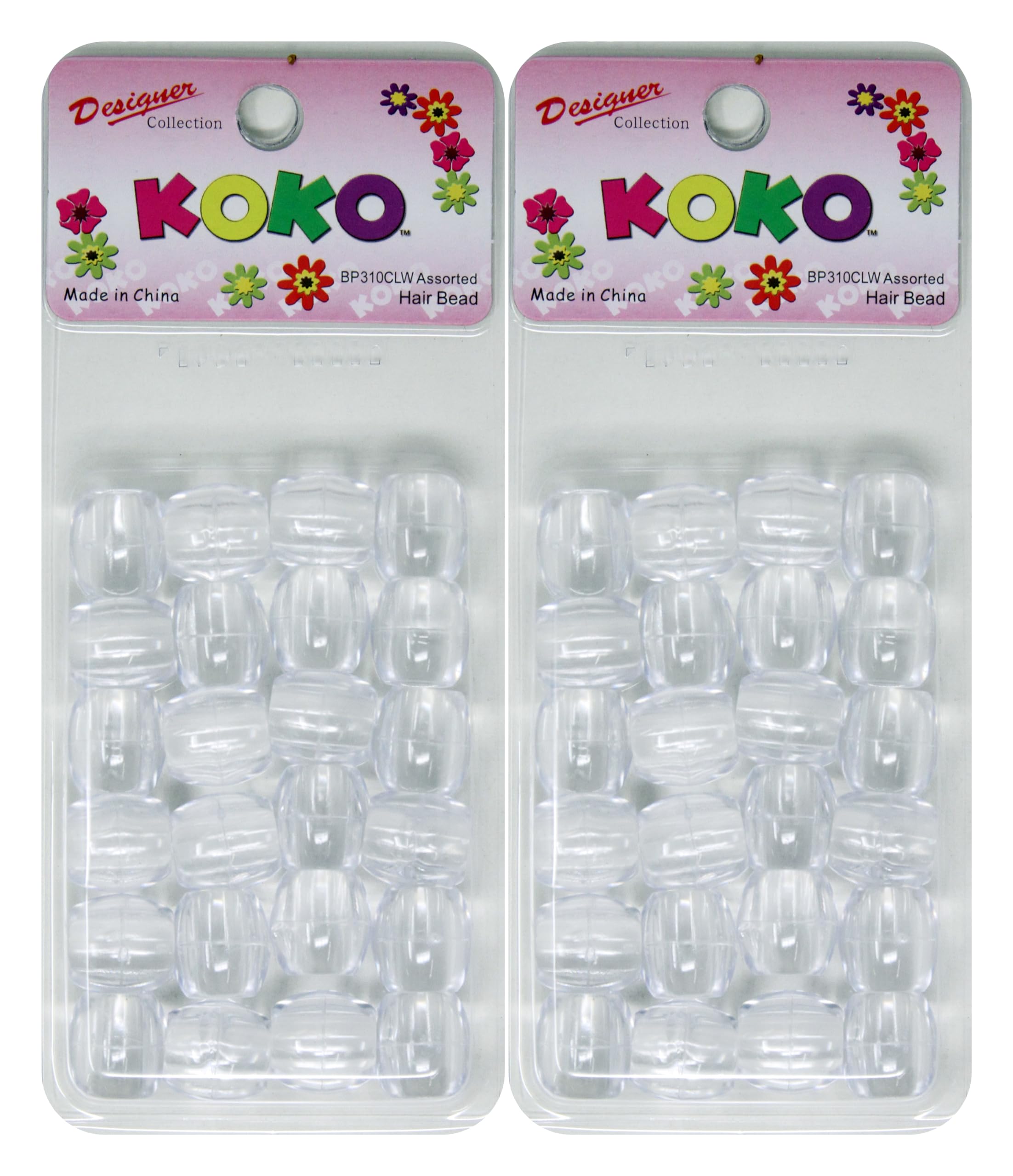Premium Pony Beads - X-Large 48 PC Set, Ideal for Hair Braids, Kids Crafts, Clear Plastic Beads
