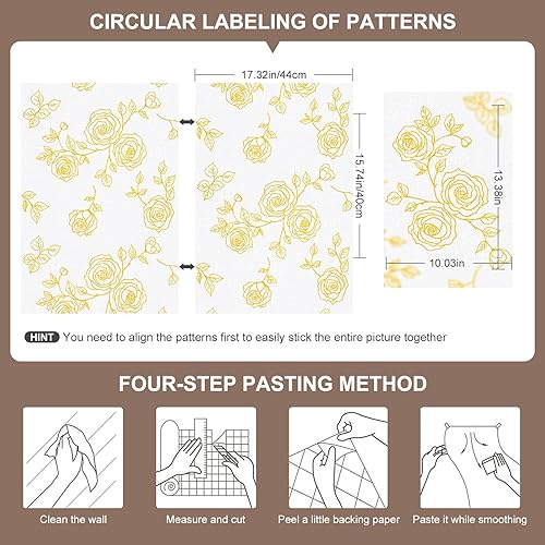 Miniatura 3 de Papel tapiz floral para despegar y pegar, papel tapiz moderno floral dorado y blanco, papel tapiz moderno para renovar muebles antiguos, papel de
