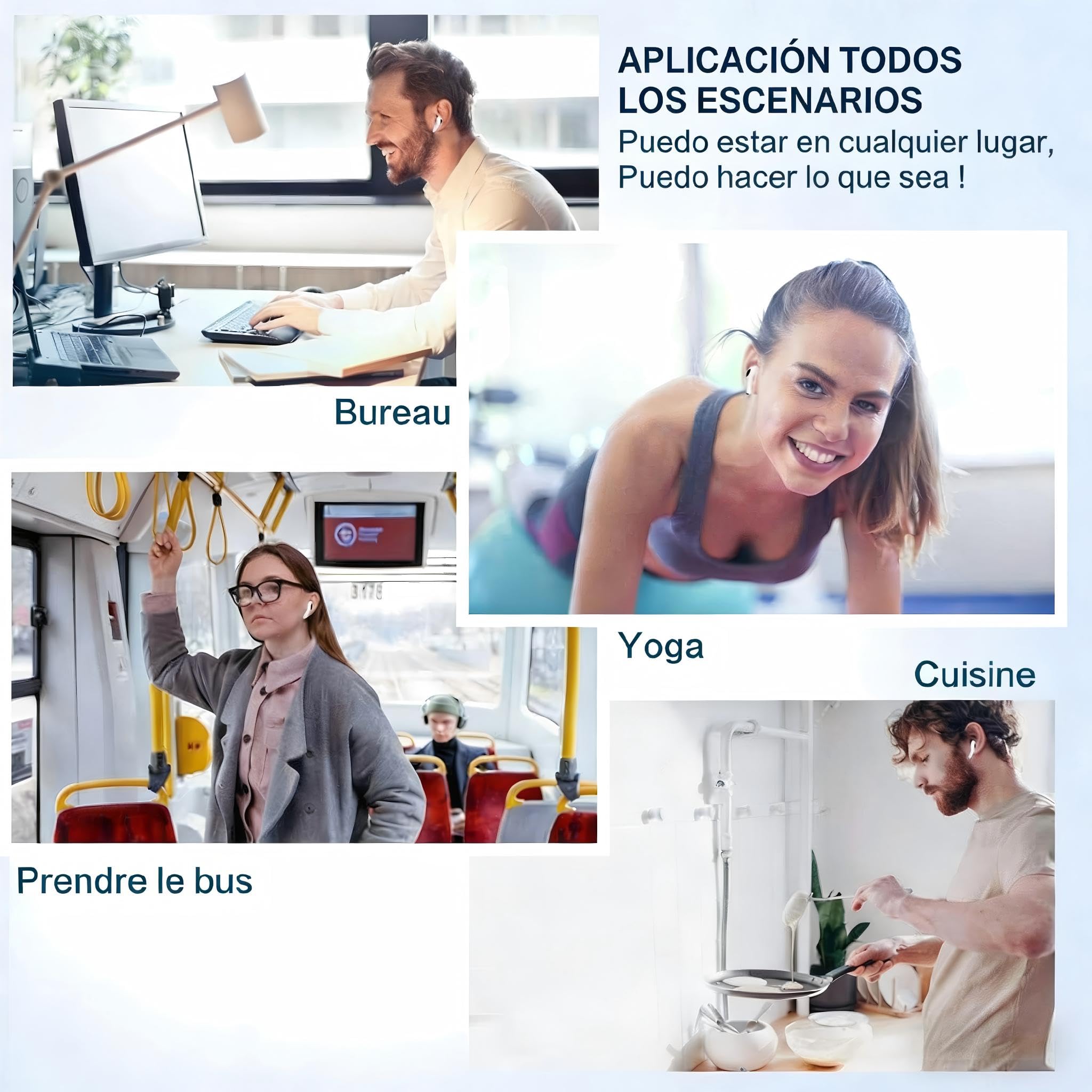 Auriculares Inalámbricos,In Ear Auriculares Bluetooth 5.4 con Cancelacion Ruido HD Mic, 48H HiFi Estéreo Cascos, Control Táctil, IPX8 Impermeable Deportes Audifonos Inalambricos para iPhone Androide — view 8