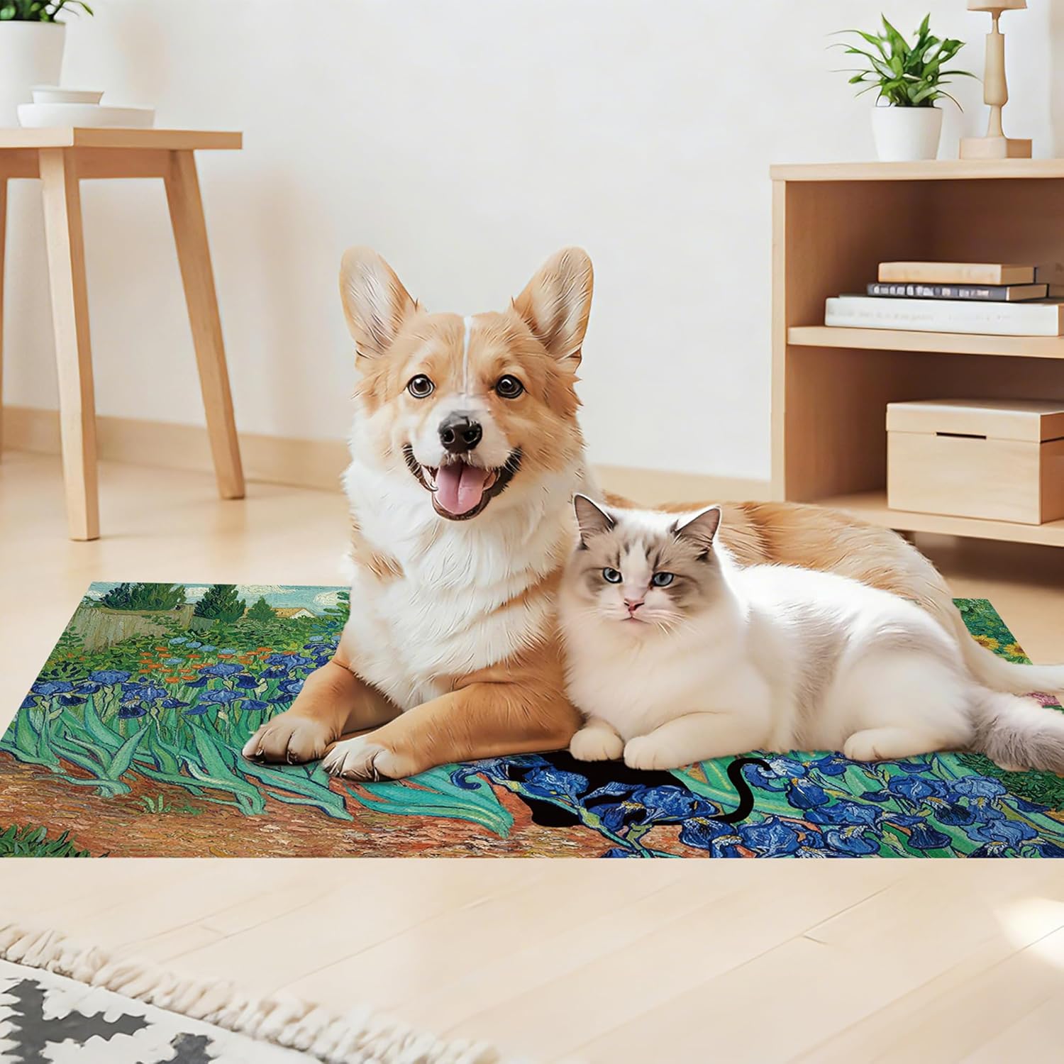 Black Cat Pet Feeding Mat, Absorbent Dog/Cat Food Mat for Food and Water Bowl, Non-Slip Quick Dry Pet Placemat Floor Protector for Messy Drinkers(17 x 30 in)