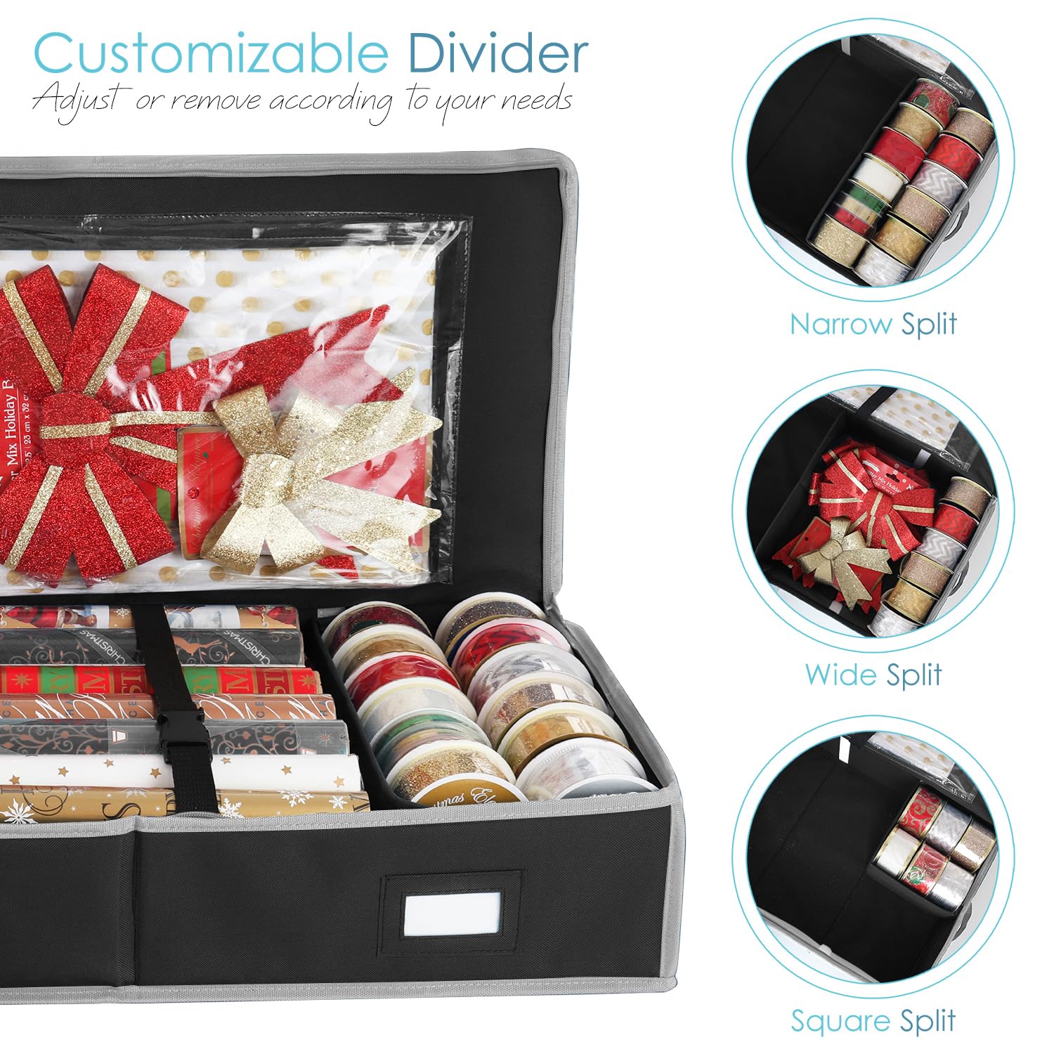 Hearth & Harbor Geschenkpapier-Aufbewahrungsbehälter – Weihnachts-Aufbewahrungstasche mit Innentaschen – Geschenkverpackungs-Organizer für bis zu 36 Rollen à 101,6 cm – reißfester