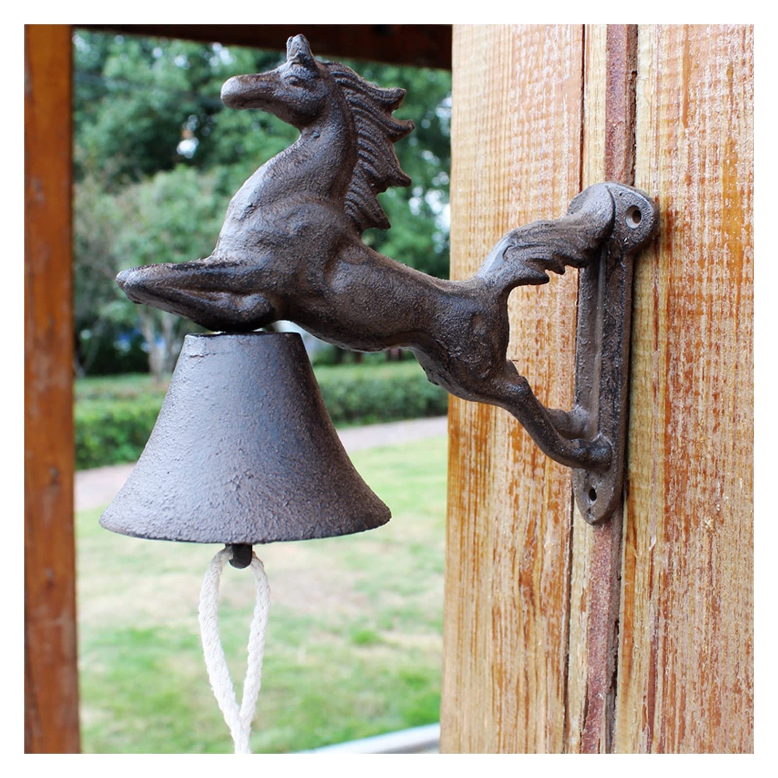 Cast Iron Horse Doorbell, Dinner Bell Retro Wall Mounted Hanging Door Bell,Wind Chimes Door Bell Decorative Garden for Farm House Outside Decorative Accent Bells