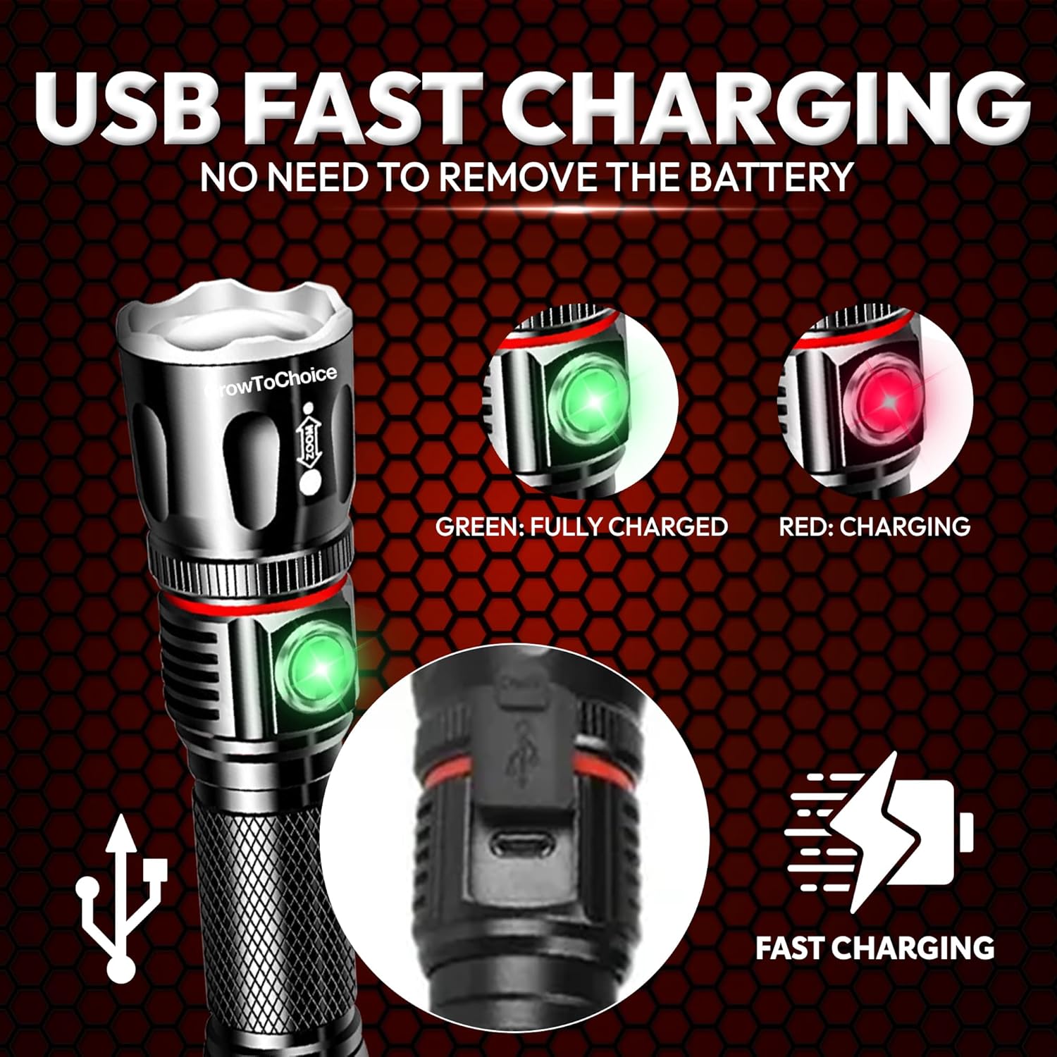 Rechargeable LED Flashlight Camping Gear Must Haves - Tactical Flashlights with High Lumens and 4 Modes - Zoomable 1000 Lumen Waterproof Flashlight -Flash Light for Emergency, Camping, Hiking
