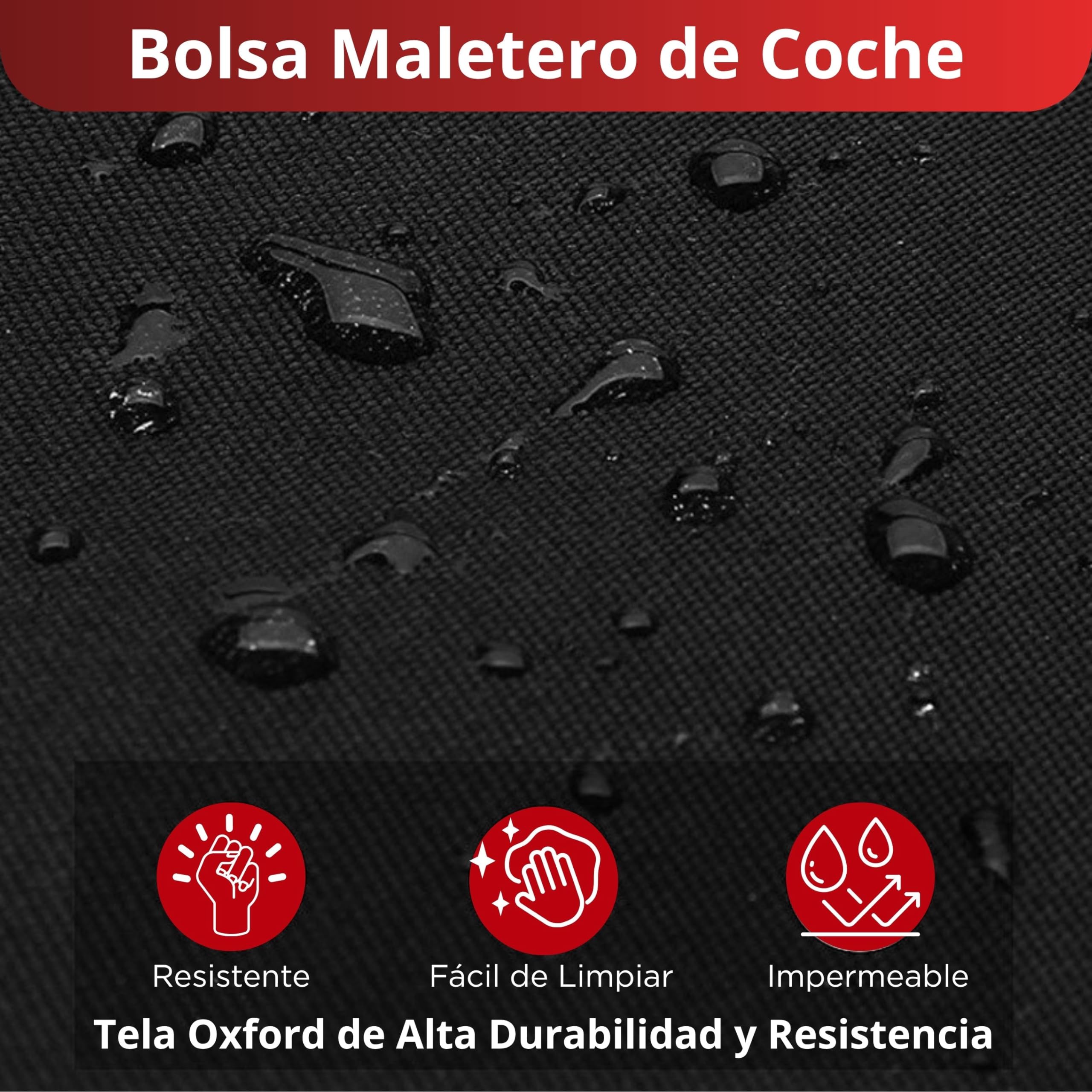 Organizador Maletero Coche Plegable - Flexible - Impermeable | 3 Compartimentos y 6 Bolsillos │ Asas Reforzadas │ Tamaño Adecuado para Coche, SUV o Furgoneta │ Mantén el Maletero Ordenado