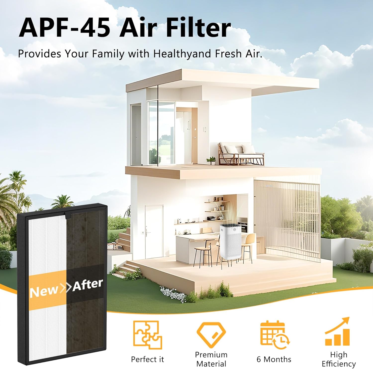 2-Pack APF-45F Replacement Filters, Compatible with IRIS USA WOOZOO APF-45 Purifiers, 3-in-1 Filtration - Image 5