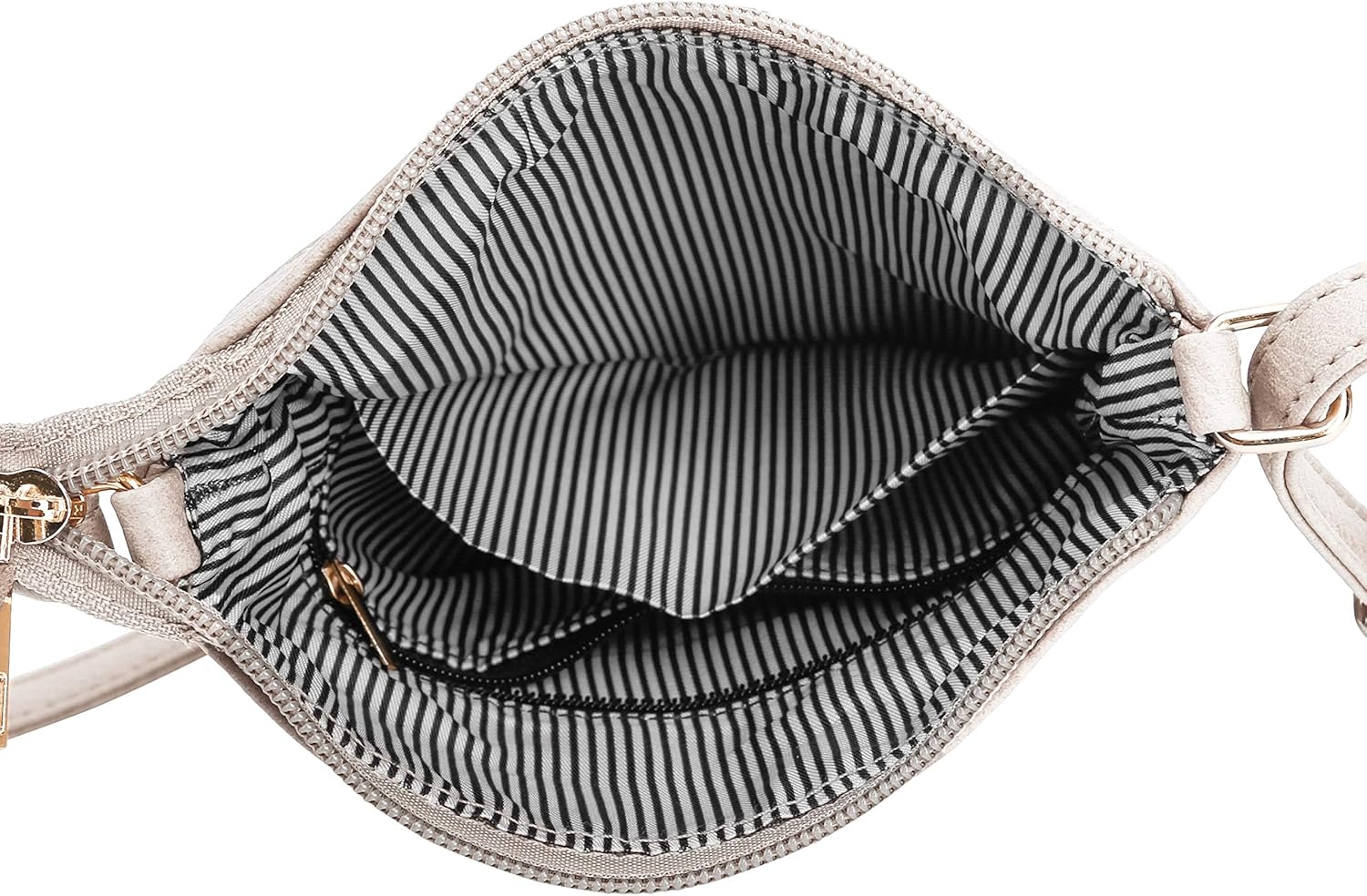 DELUXITY | Crossbody Purse Bag | Functional Multi Pocket Double Zipper Purse | Adjustable Strap | Medium Size Purse | Beige - Image 6