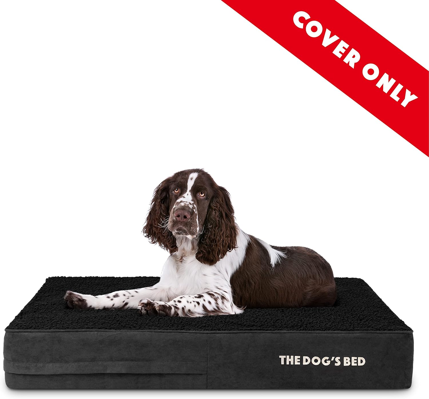 The Dog’s Bed Replacement Outer Cover, Plush Fabric, Black Plush, Large, 6-Inch