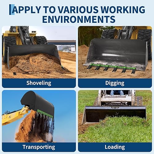 Miniatura 4 de Garvee Barra de dientes de cubo resistente de 46 pulgadas diseñada para tractores subcompactos, no requiere perforación, se adapta a bordes de corte