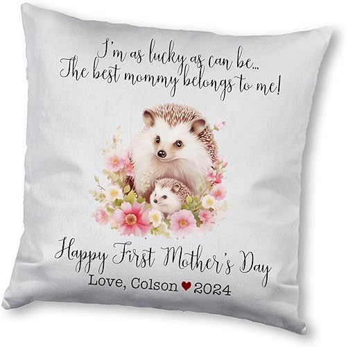 Hedgehogs Family Mother's Day, First Mother's Day Custom Pillowcase, Personalized Mother's Day Pillowcase, Gift for Mom, Home Decor