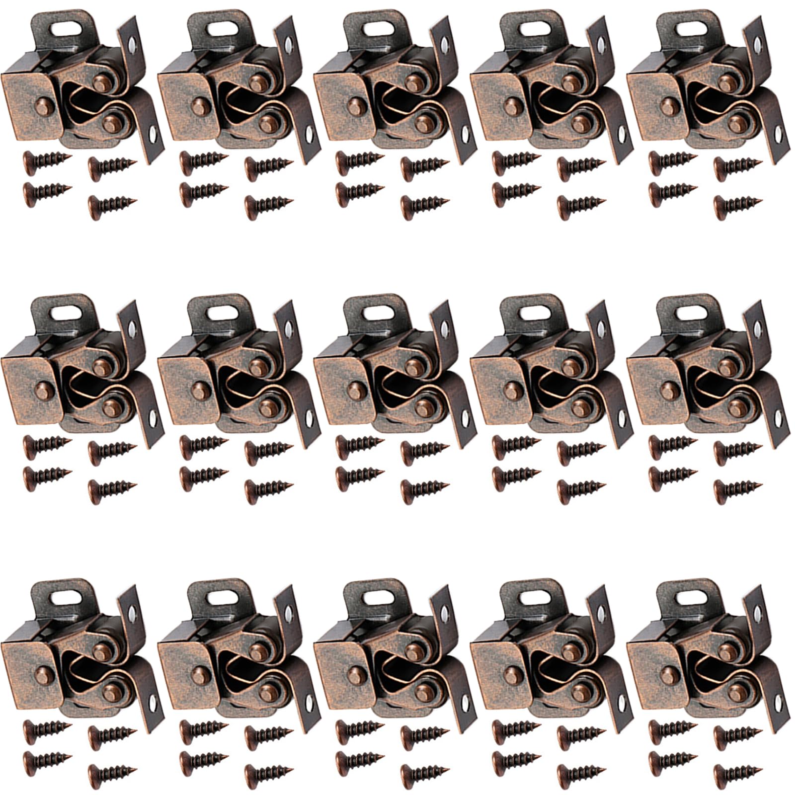 Tsophreniq Red Ancient Color 15Set Double Roller Cabinet Latches Cabinet Door Wardrobe Door Latches For Wardrobe Cupboard Furniture Hardware Cupboard Roller