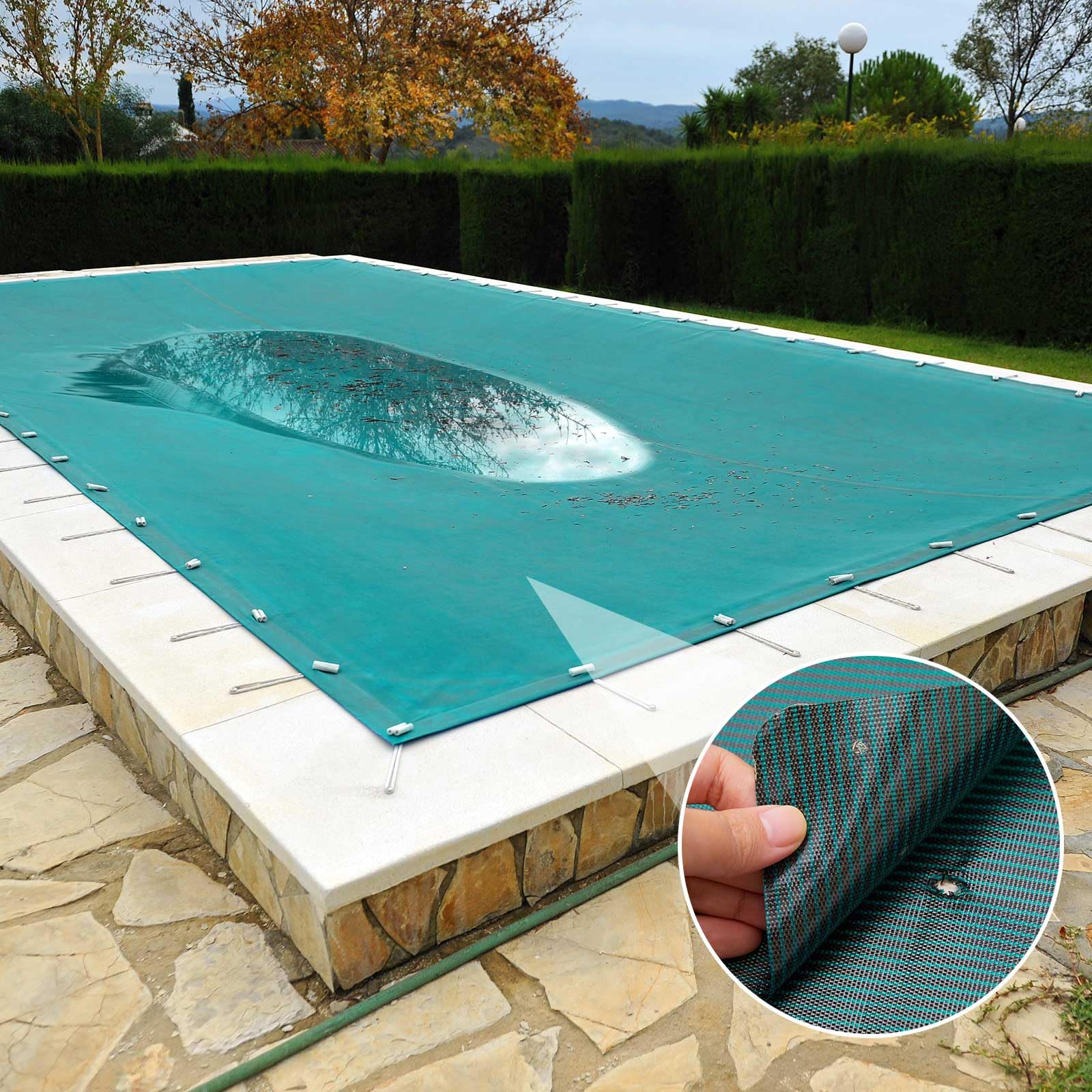 Pushglossy Kit de 4 rollos de parches para cubierta de piscina, kit de reparación de parches de seguridad para piscina, autoadhesivo, resistente al desgarro, parche de reparación de cubierta de
