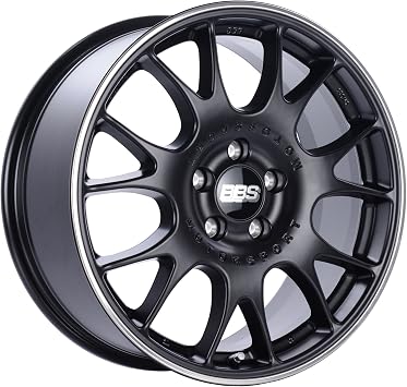 BBS CH-R Black Wheel with Painted Finish and Polished Stainless Steel Rim 20x9"/5x120mm, +24mm offset