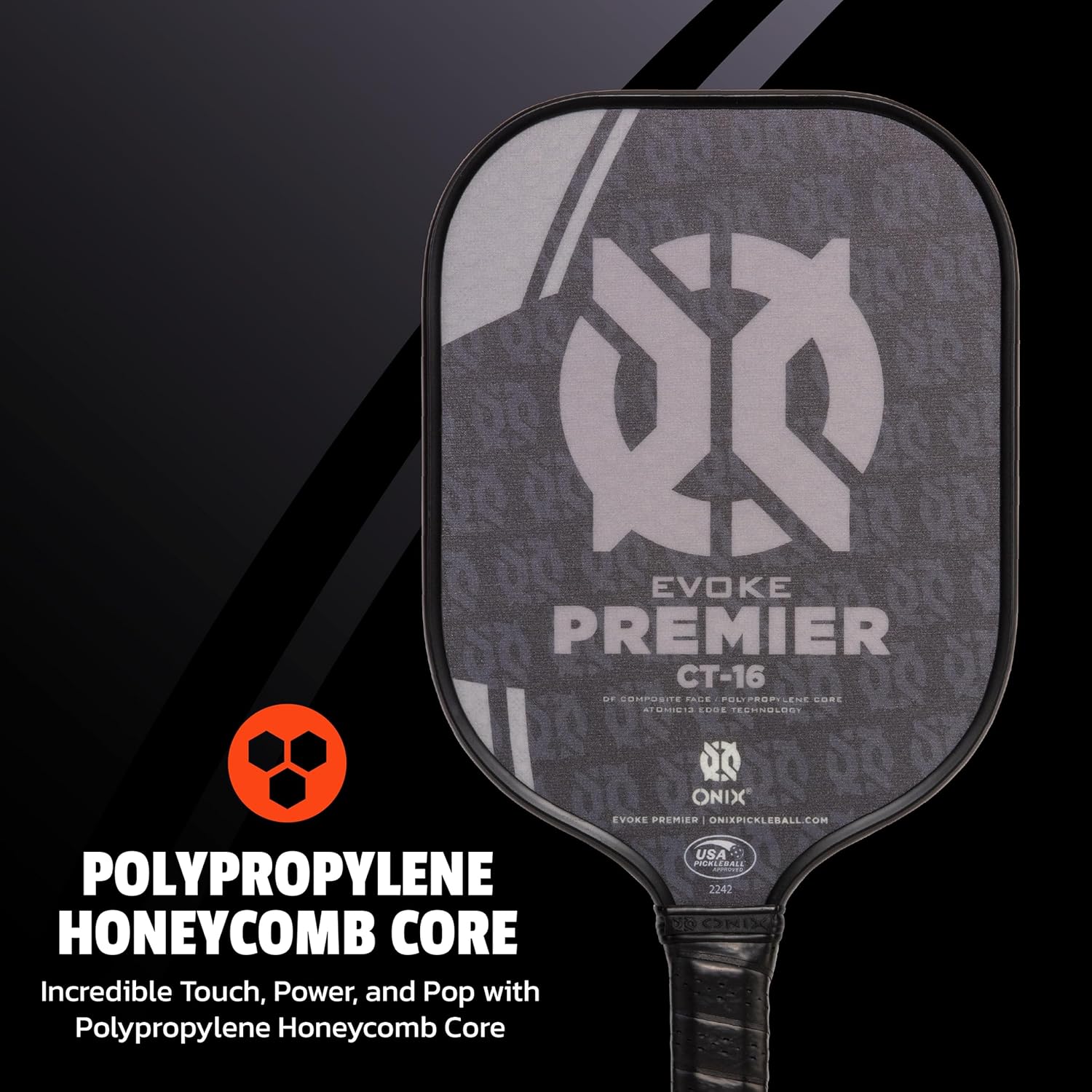Onix Evoke Premier Professional Tournament Pickleball Paddle Composite Face Impact Paddle Shape