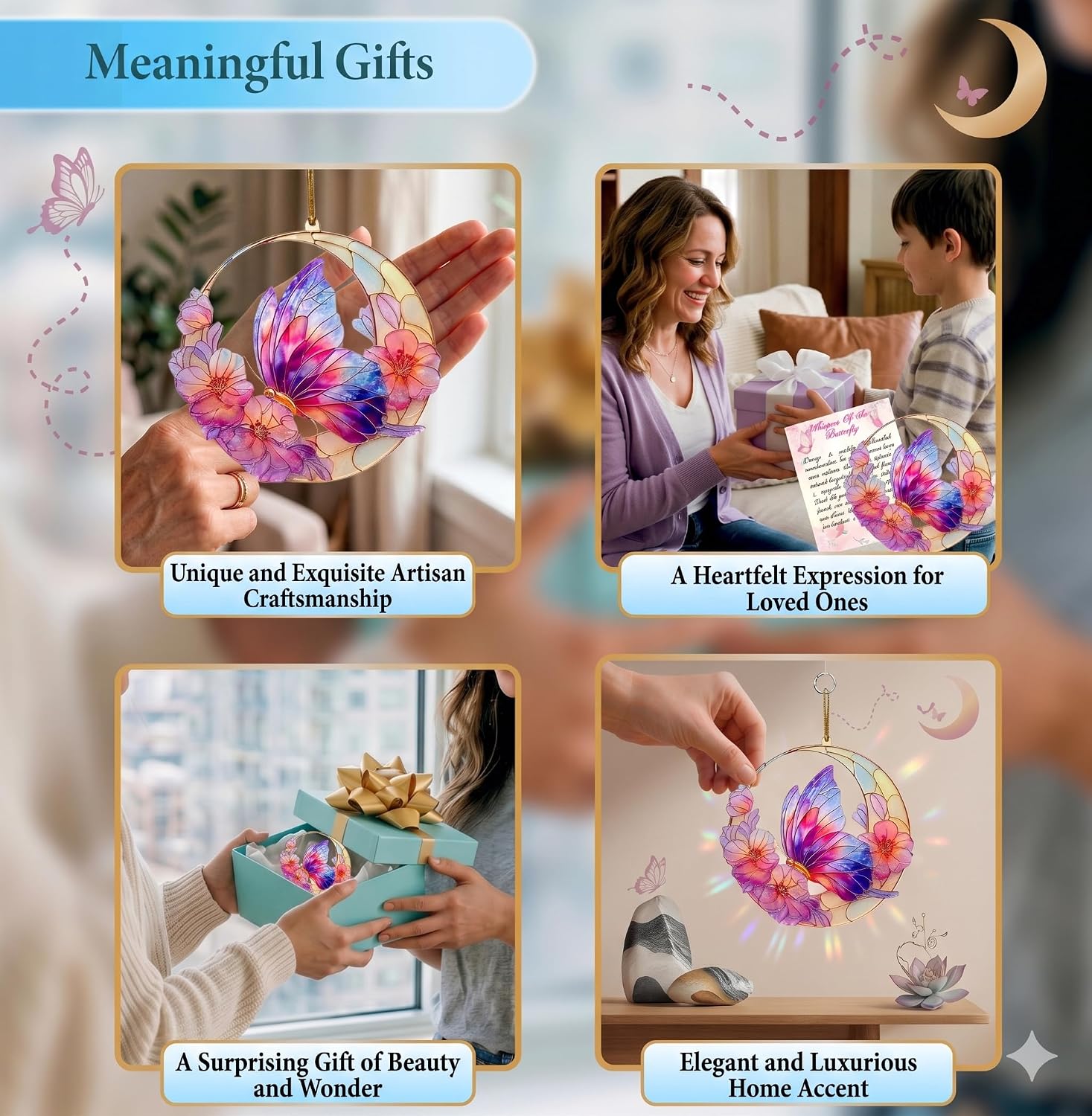Butterfly Gifts for Women, Inspirational Butterfly Gift, Acrylic Butterfly Suncatcher Window Hanging, Encouragement Gift for Women, Colorful Butterfly Decor image 5