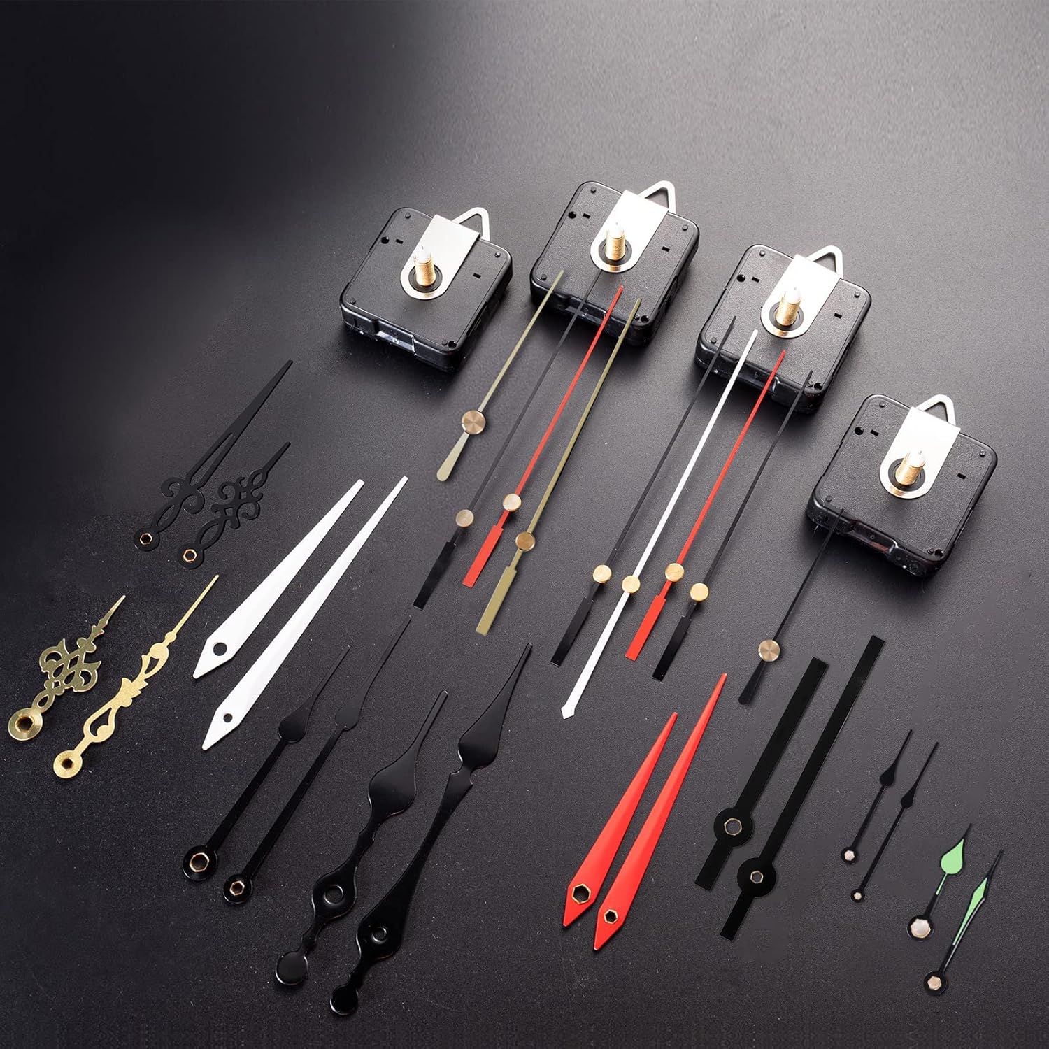 EMOON 6 Pieces Clock Mechanism Replacement Kit with 9 Pack Clock Hands, Silent Sweep Clock Motor Kit Battery Operated for Clock Repair DIY Replacement, Custom Clock