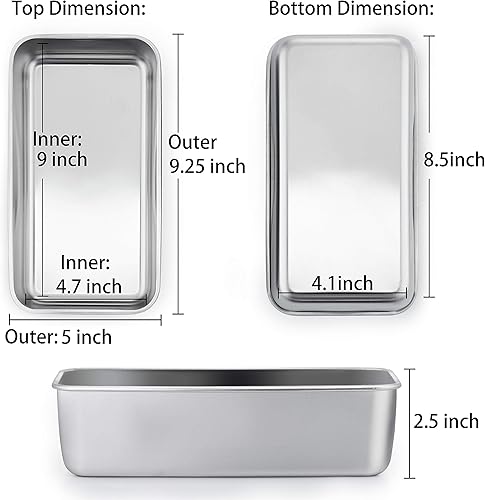Miniatura 7 de TeamFar Molde para pan, de 9 pulgadas x 5 pulgadas, moldes para pan y pan de carne de acero inoxidable para hornear pan, pastel, lasaña, saludable y