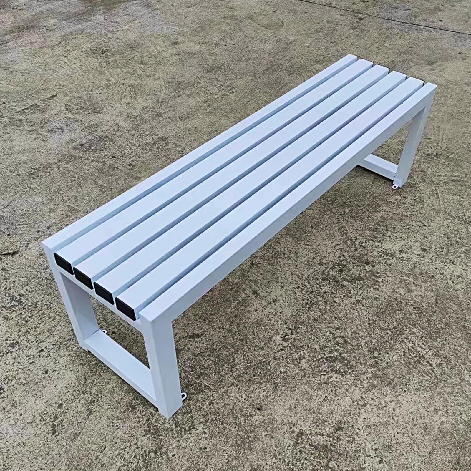 Ławka ogrodowa na patio, metalowa, odporna na warunki atmosferyczne, 3-osobowa, do użytku wewnątrz i na zewnątrz, do ogrodu, na patio i do salonu, nośność 700 funtów (biała, 100 cm/39,3 cala
