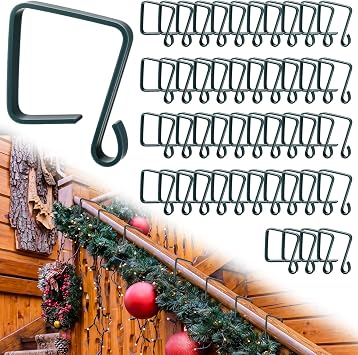 Ripeng 24 Pack Banister Clips for Garland Stockings,Green