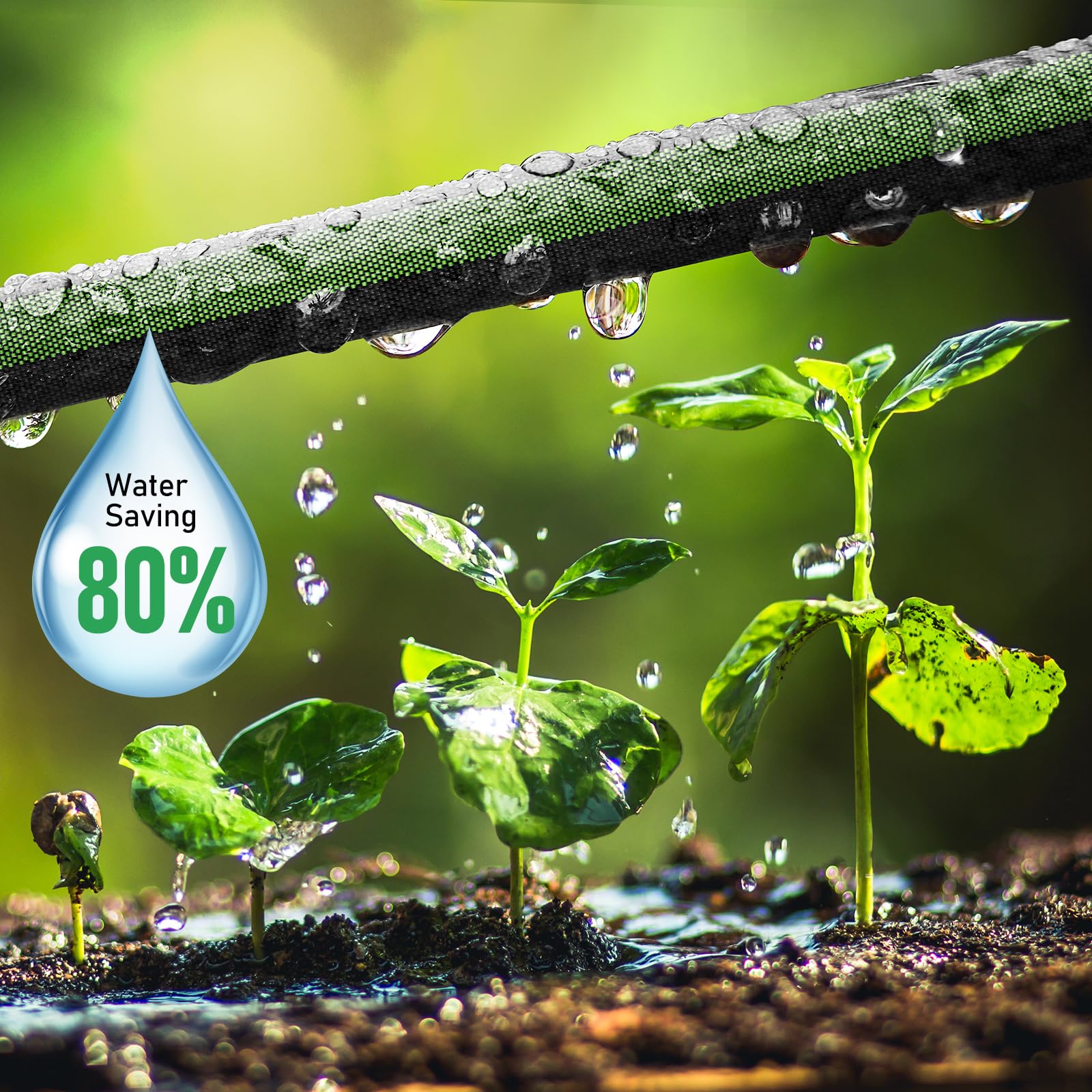 Tubo piatto per irrigazione a goccia, 30 m, per giardino e prati, 80% di risparmio idrico, con estremità in alluminio aeronautico anodizzato, flessibili a doppio strato (15 m x 2 pezzi)