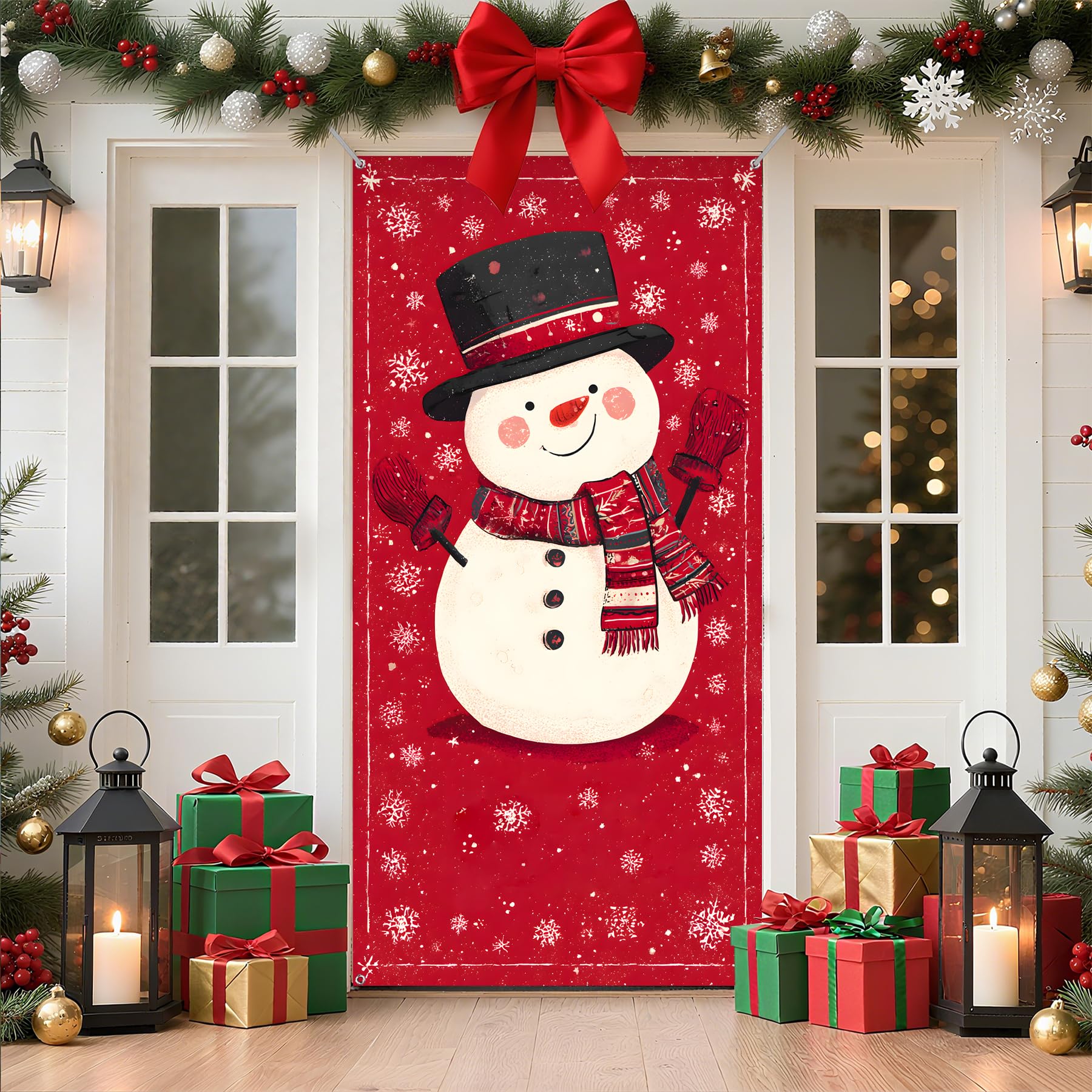 Photo 1 of ***PACK OF 3***Christmas Door Cover Snowman Design Hanging Banner Backdrop Xmas Winter Holiday Decor for Indoor Outdoor Party 35.4'' × 70.8‘’