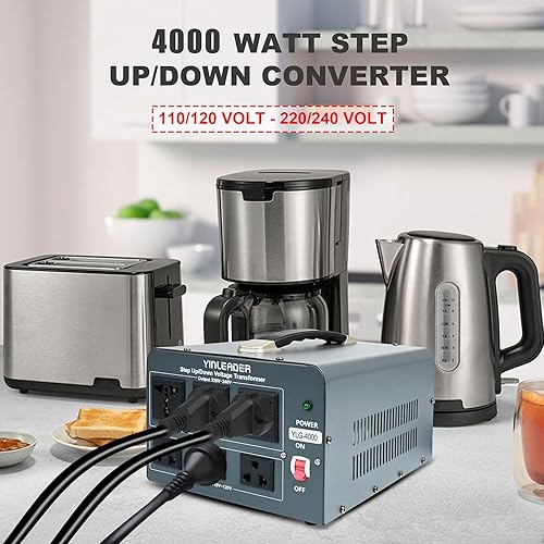 Miniatura 3 de Yinleader Transformador convertidor de voltaje de 110 V a 220 V 4000 W Step UpDown 110120-220240V con salida estadounidense y universal, disyuntor
