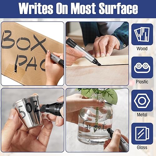 Miniatura 5 de Fuutreo Paquete de 10 marcadores permanentes gigantes, marcadores permanentes con punta de cincel grande, marcadores grandes para pósters,