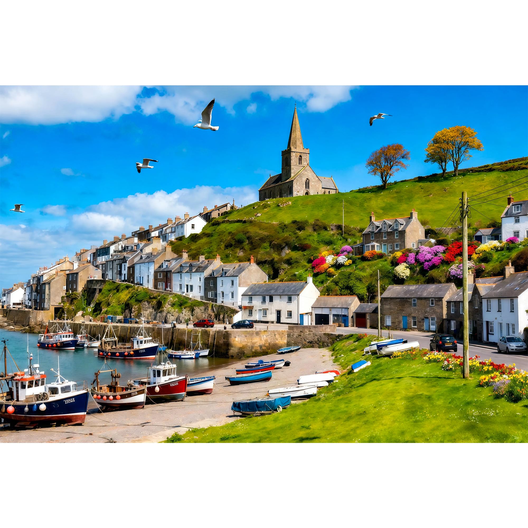 1000 Pieces Jigsaw Puzzle for Adults -Seaside Village Puzzle for Adults 14+, Recycled Paper Jigsaw Puzzle 1000 Pieces