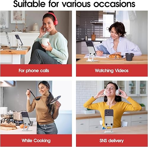 Miniatura 6 de Aiwode Soporte giratorio para teléfono celular de 360, soporte de teléfono de escritorio, soporte portátil para teléfono celular, soporte plegable