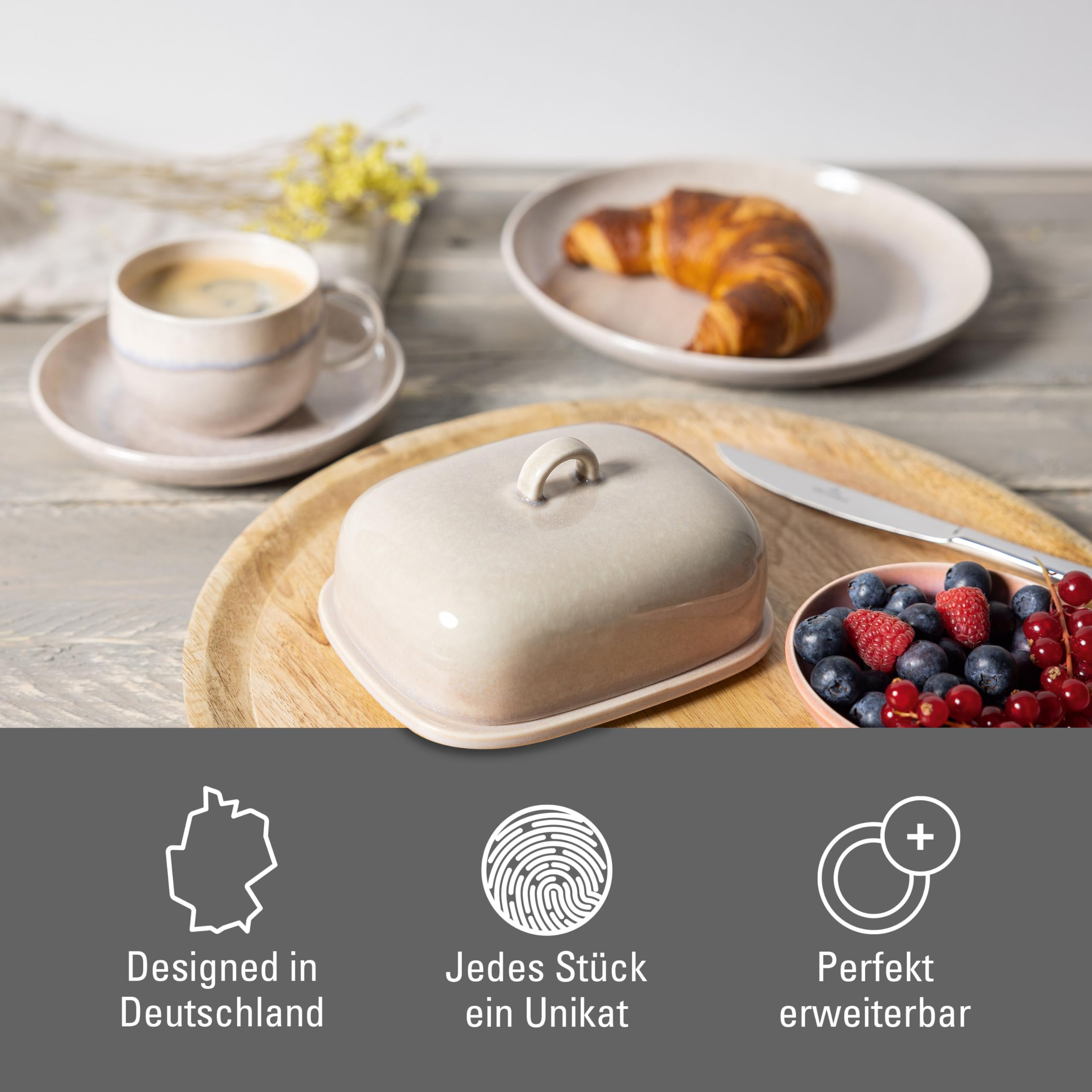 like. by Villeroy & Boch – Perlemor Home maselniczka, maselniczka porcelanowa w stylu pottery