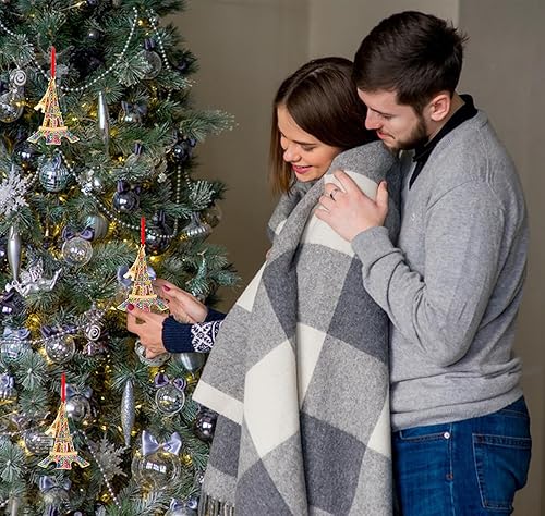 Miniatura 5 de PETCEE Adornos de Navidad de la Torre Eiffel 2023, adornos de metal de la Torre Eiffel de París para árbol de Navidad, decoración romántica de la