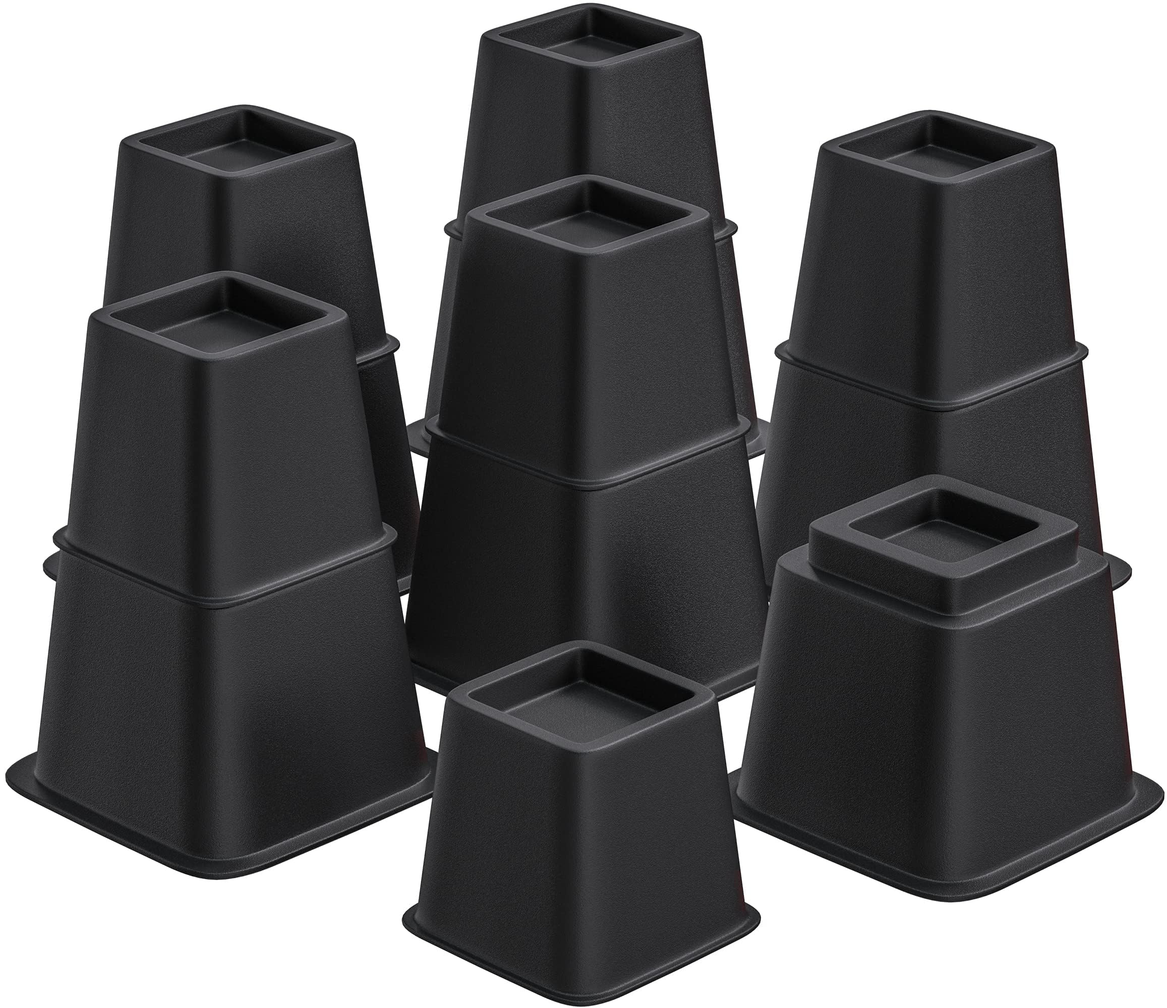 Lufia Sollevatori per mobili da letto, resistenti, elevazione in altezze 3, 5 o 20 cm, regolabili per divani, tavoli, divani, sedie o scrivanie, supporta fino a 0,8 kg (set da 6, nero)