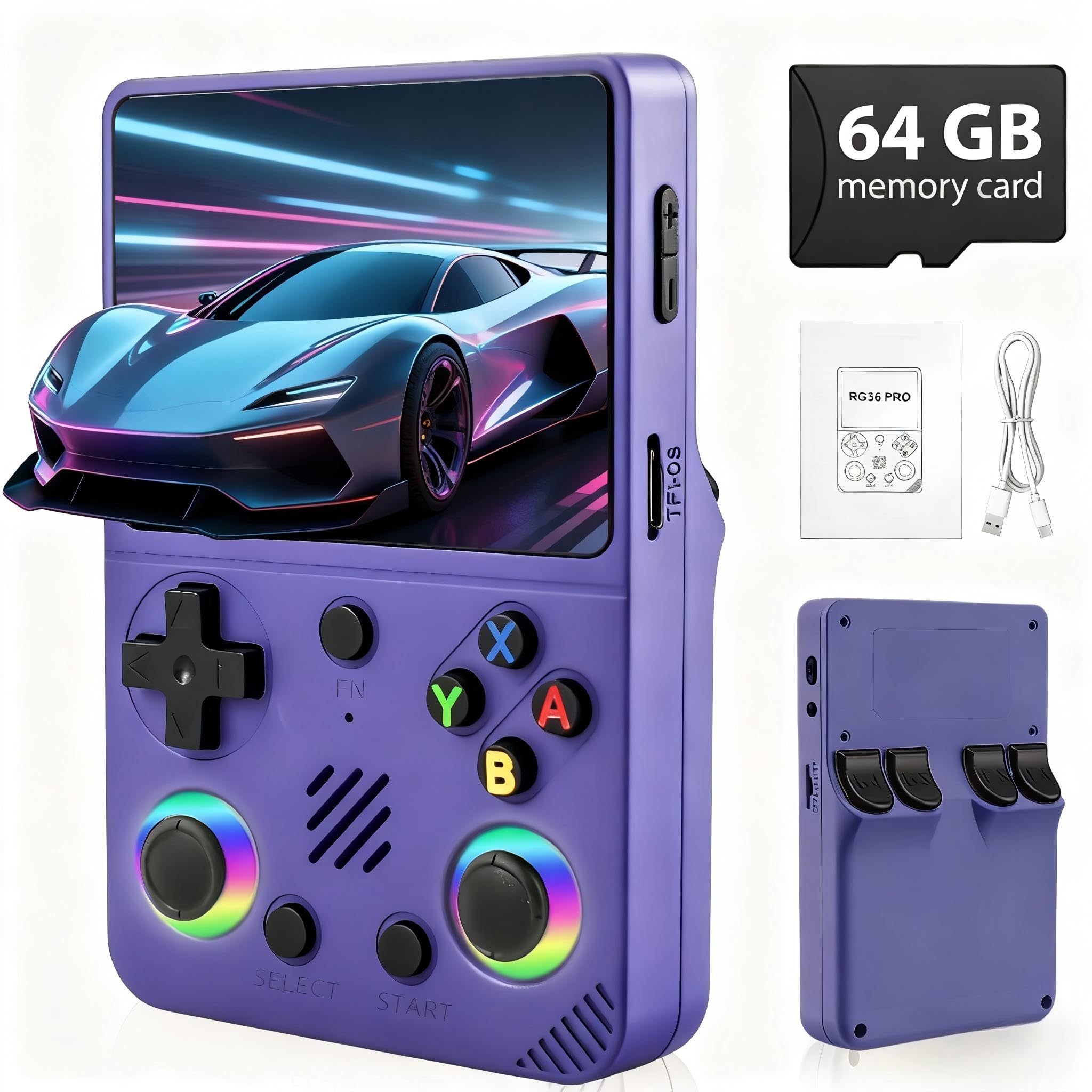 R36MAX Handheld Game Console - 4.0-Inch Screen, Support 22000+Classic Games,128G TF Card,Portable Console with Open Source System,4000mAh Battery,Birthday Gift for Adult or Partner - Black — view 17