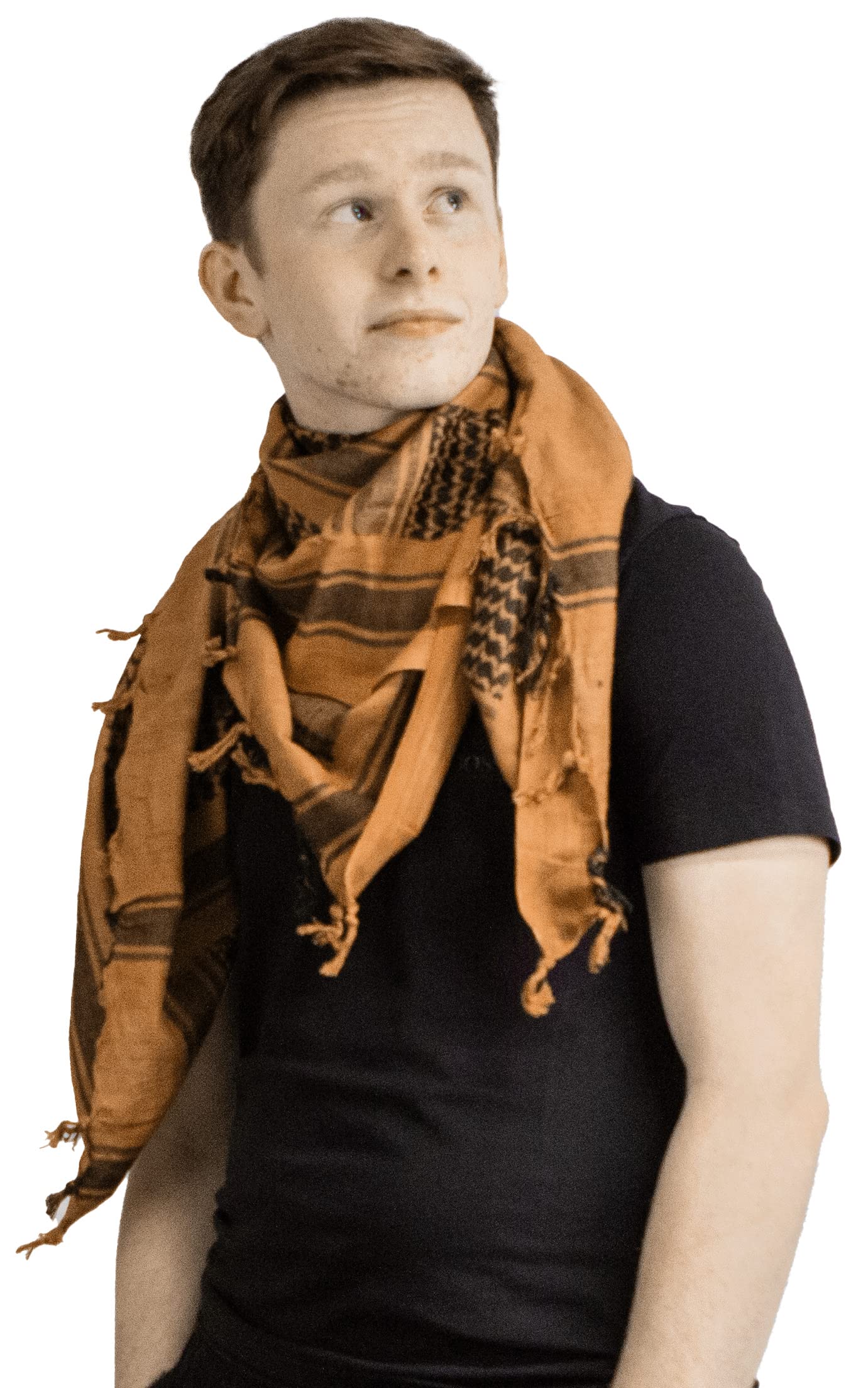 Retro Seventy2 Men's Orange/Black Adult Shemagh Scarves Arab Scarf Cotton Winter Wo Wrap Palestinian Desert Keffiyeh ()