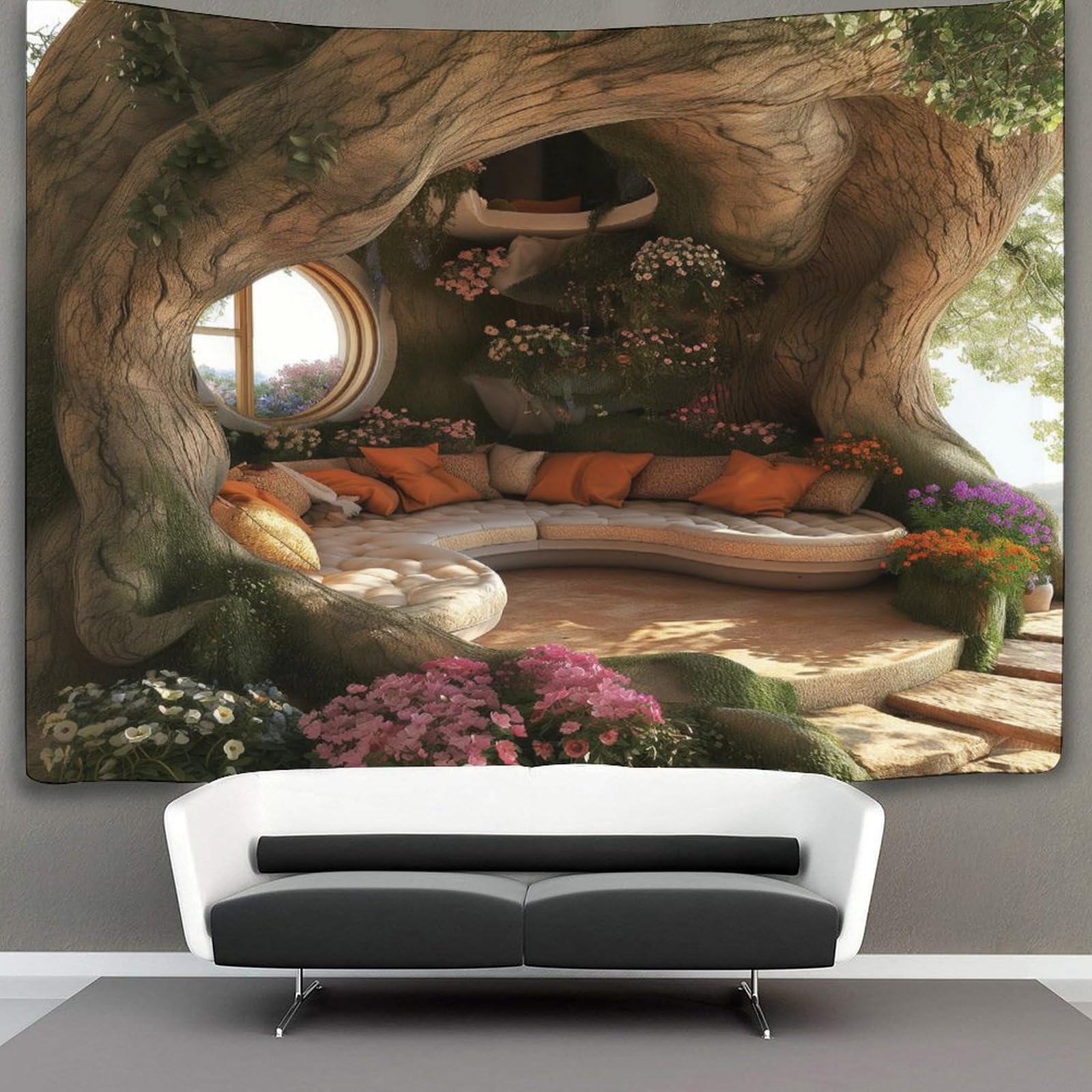 kaiyun 180cmx230cm Tapestry Jungle Cabins Tapestries Bio Buildings 3D Printing Wall Hanging Home Decorations