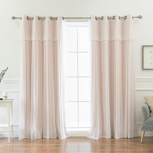 Miniatura 5 de Best Home Encaje de tul fashion con cortinas transparentes adheridas, top de acero inoxidable arandela niquelada
