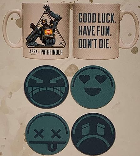 Miniatura 8 de Surreal APEX legends Pathfinder - Juego de tazas de café de 11 onzas y juego de 4 posavasos