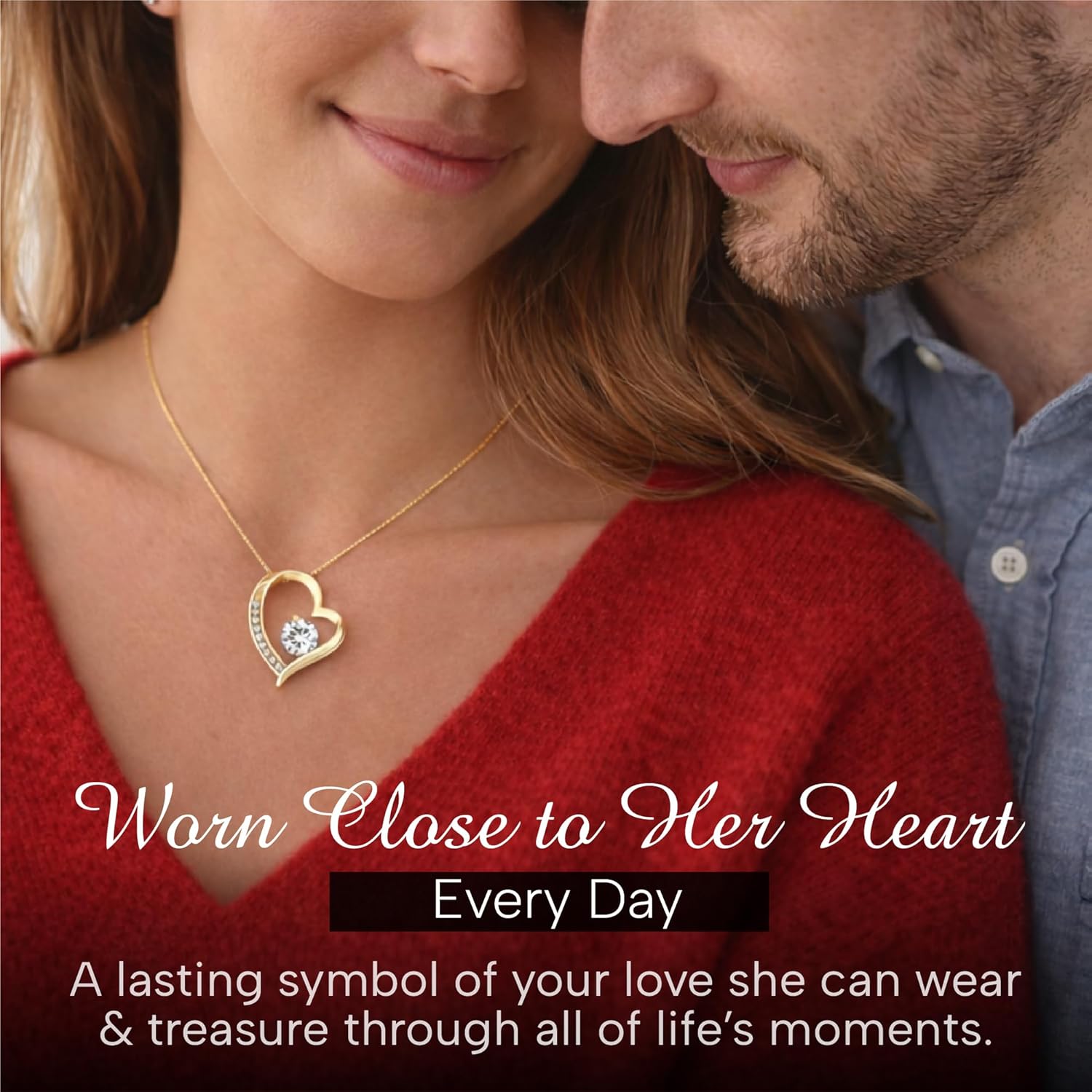 Larvincy To My Wife Necklace from Husband With Heartfelt Message & Elegant Box - Soulmate Necklace for Women, Romantic Jewelry Gift for Her On Birthday, Anniversary