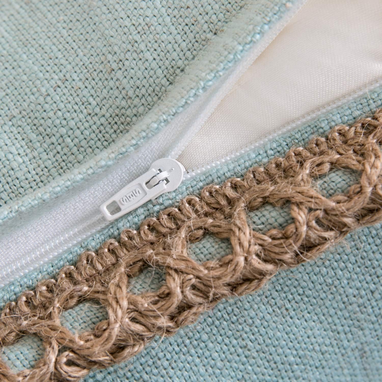 Phantoscope Pack of 2 Farmhouse Decorative Throw Pillow Covers Burlap Linen Trimmed Tailored Edges Light Turquoise 20 x 20 inches, 50 x 50 cm: Home & Kitchen