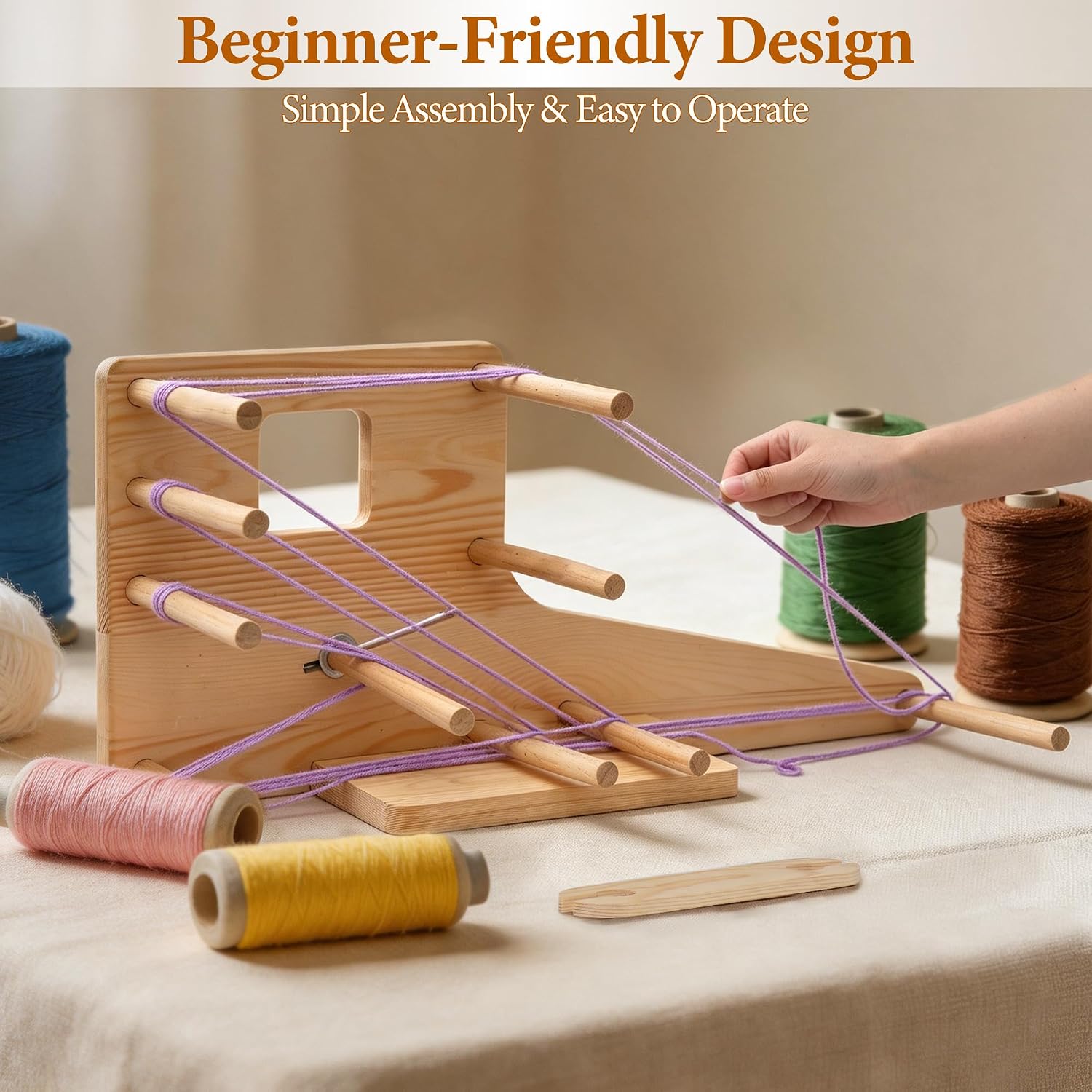 Inkle Loom with Inkle Weaving Shuttle, Wooden Inkle Loom Kit for Knitting & Crochet Supplies, Multi-Craft Table Loom for Beginner,Art & Craft Supplies for Textile Enthusiast's Present