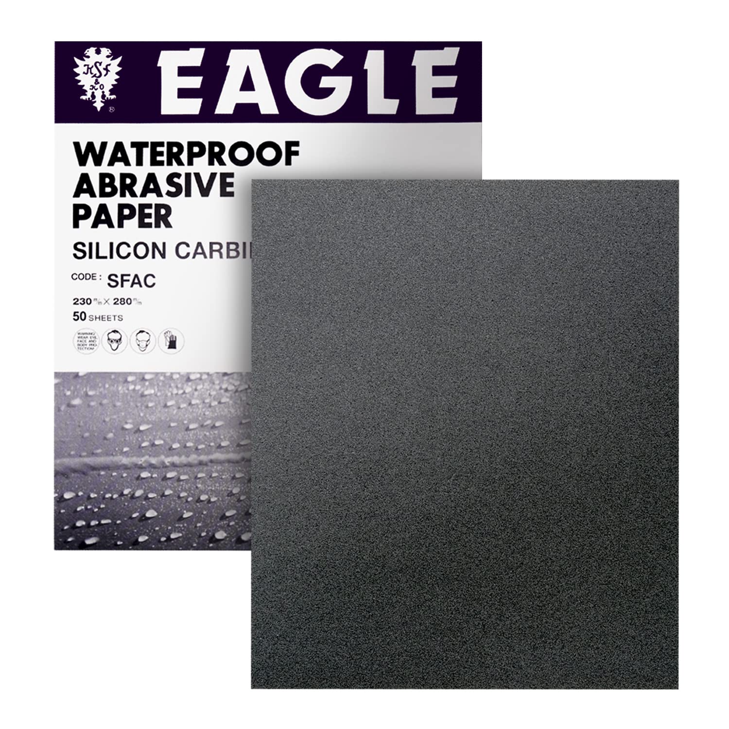 Eagle 9x11 Silicon Carbide Waterproof Sanding Sheets, Flexible Back, Grit P600, 102-0600, 50 sheets