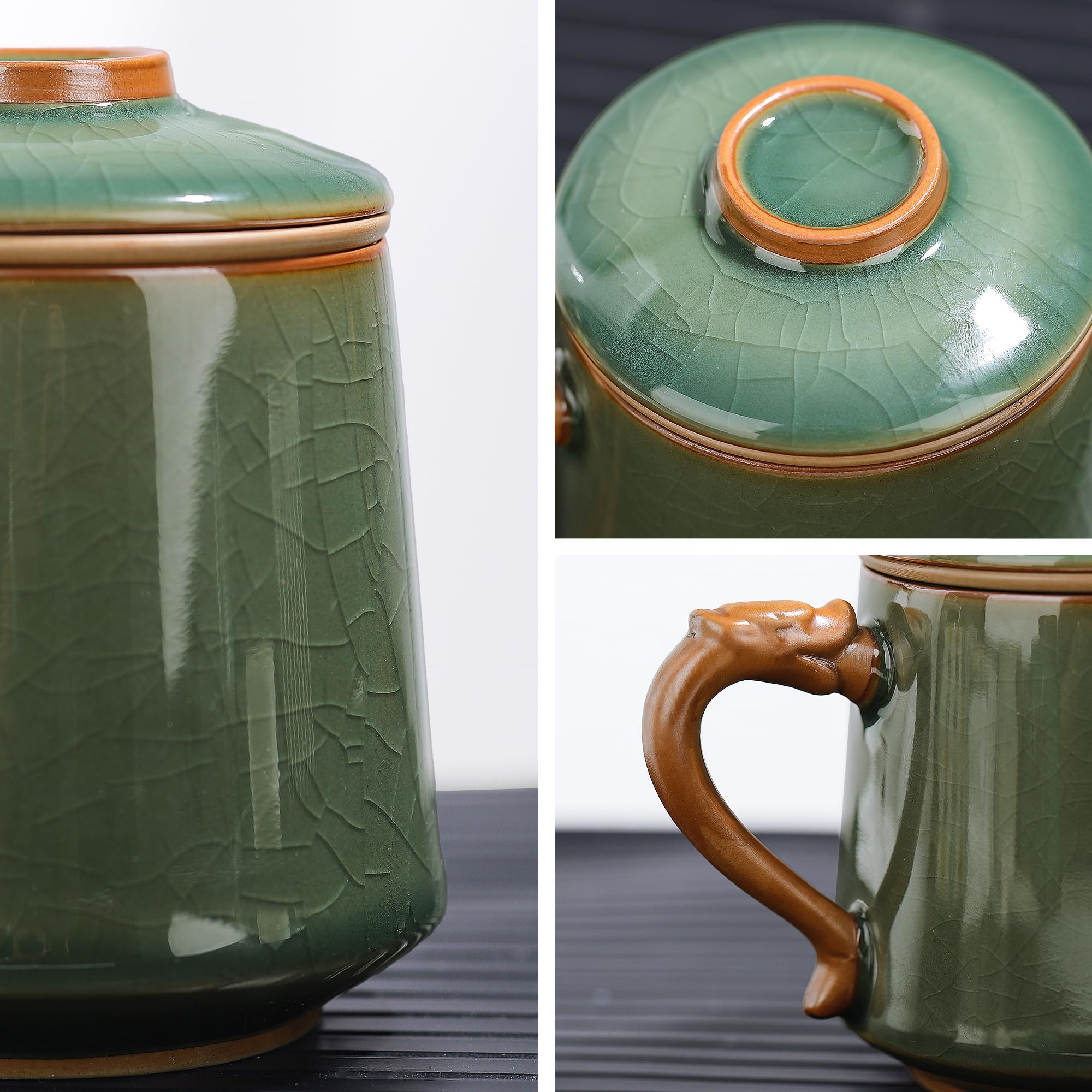 Tazza Da T&egrave; Cinese Con Infusore - Porcellana Blu, 450ml, Design Drago