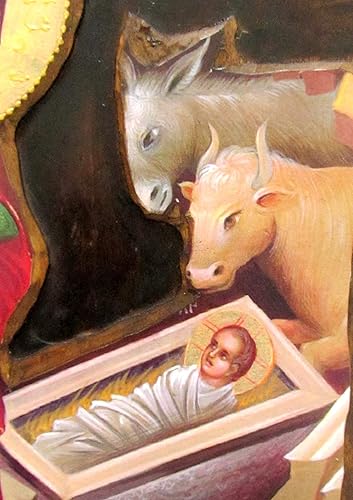 Miniatura 6 de Icono de madera griego ortodoxo de madera del Génesis de Jesucristo  K4