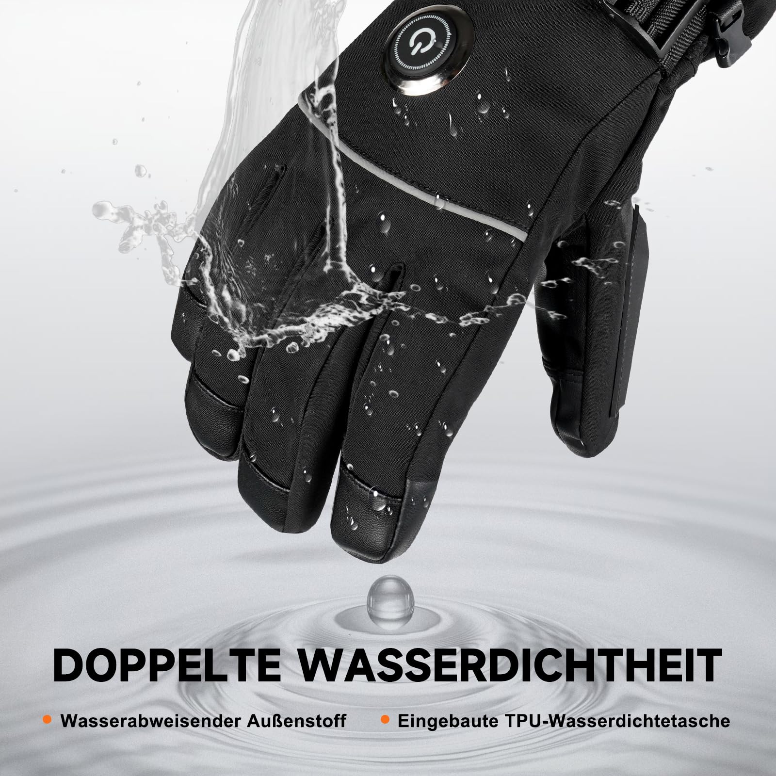 Beheizbare Handschuhe, 6000mAh Akku USB Beheizte Handschuhe für Damen Herren, 3 Heizstufen wasserdichte Touchscreen Handschuh Beheizbarer (Schwarz-EU, XL)