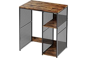 3-Tier Industrial Kitchen Microwave Stand with Fridge Cabinet Storage