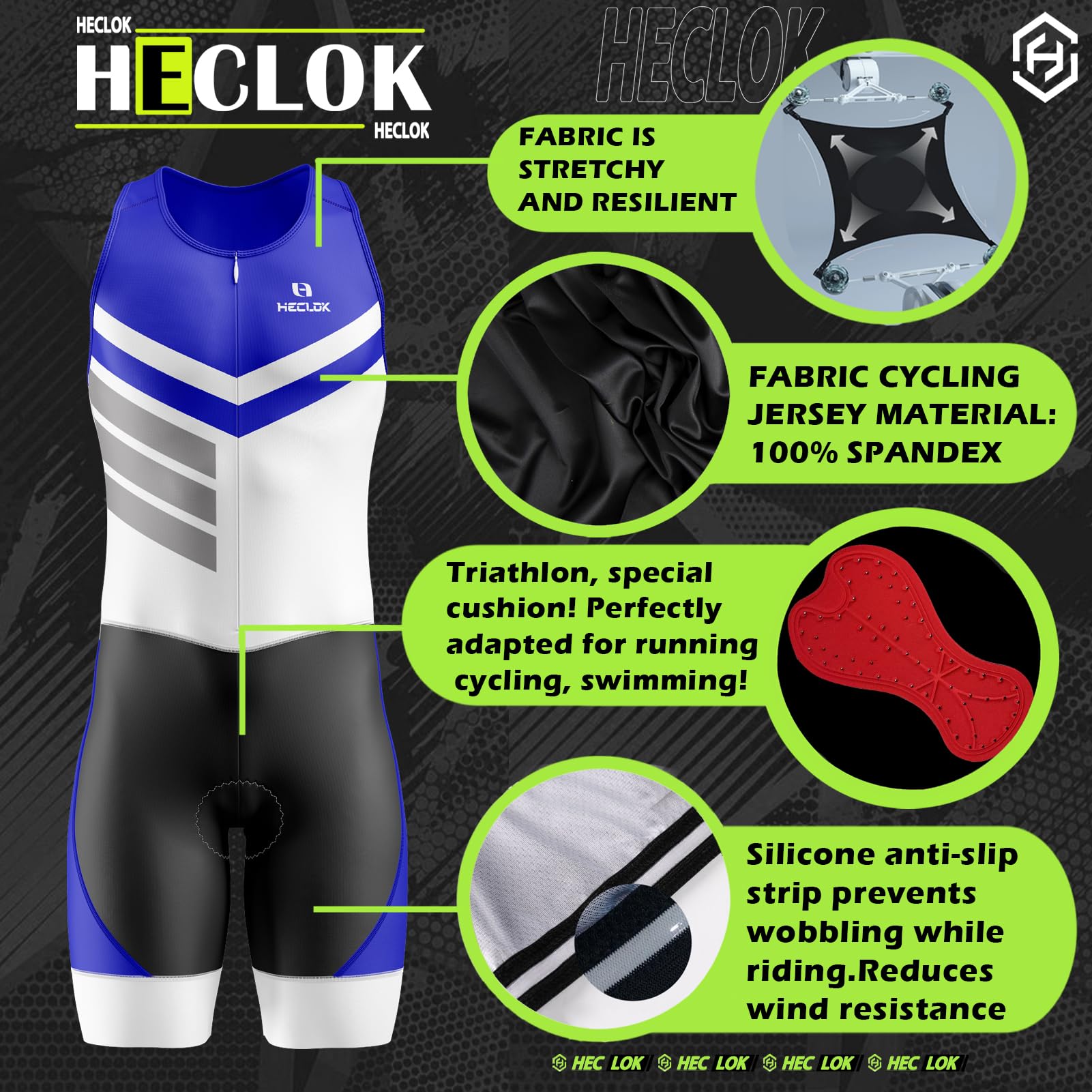 Herren Trisuit Triathlonanzug Einteiler mit leichtem Sitzpolster，Triathlon Anzug Herren, Trisuit Einteiler, Triathlonanzug, Triathlon Einteiler Trisuits,Herren Fahrrad-Skinsuit