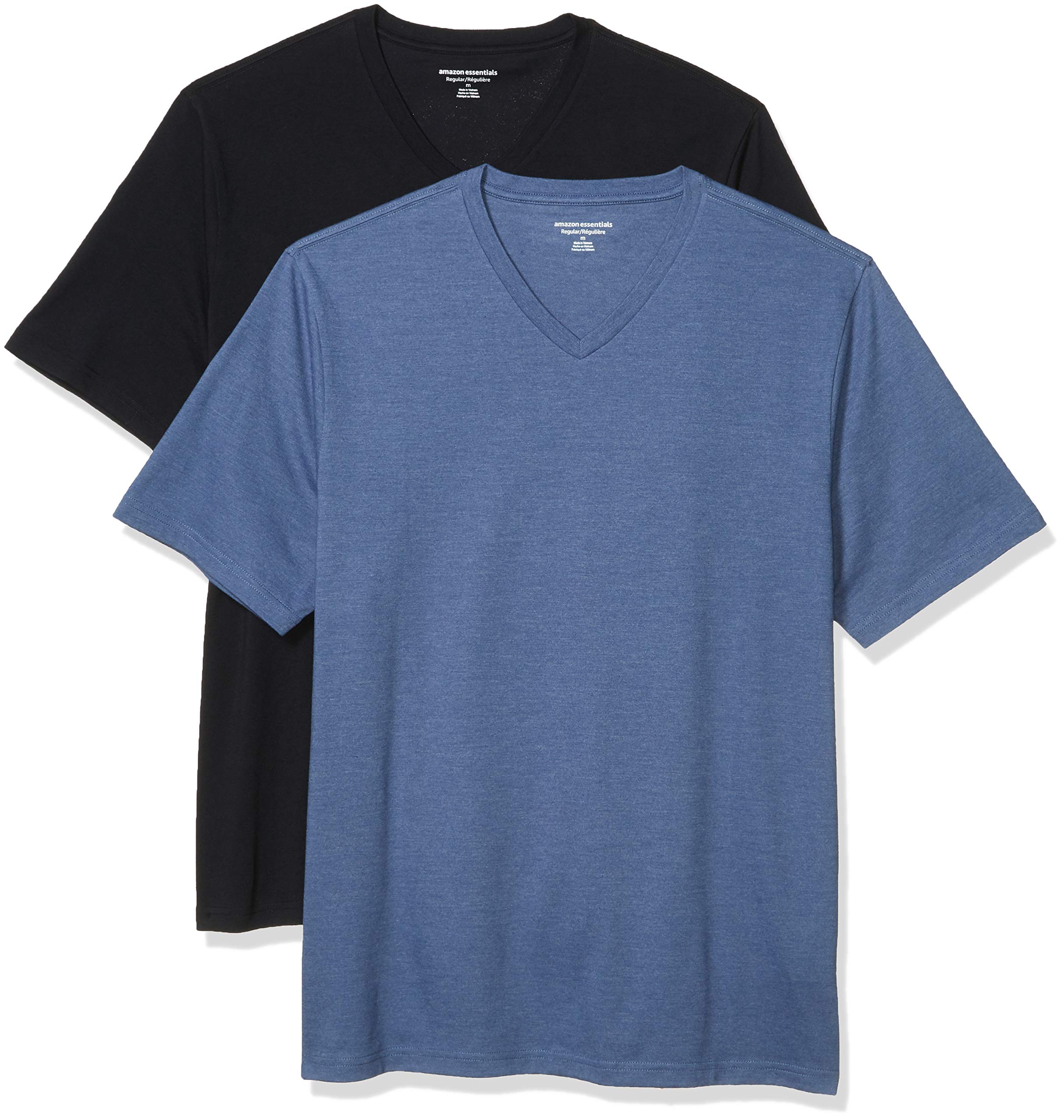 Amazon Essentials Men's Regular-Fit Short-Sleeve V-Neck T-Shirt, Pack of 2