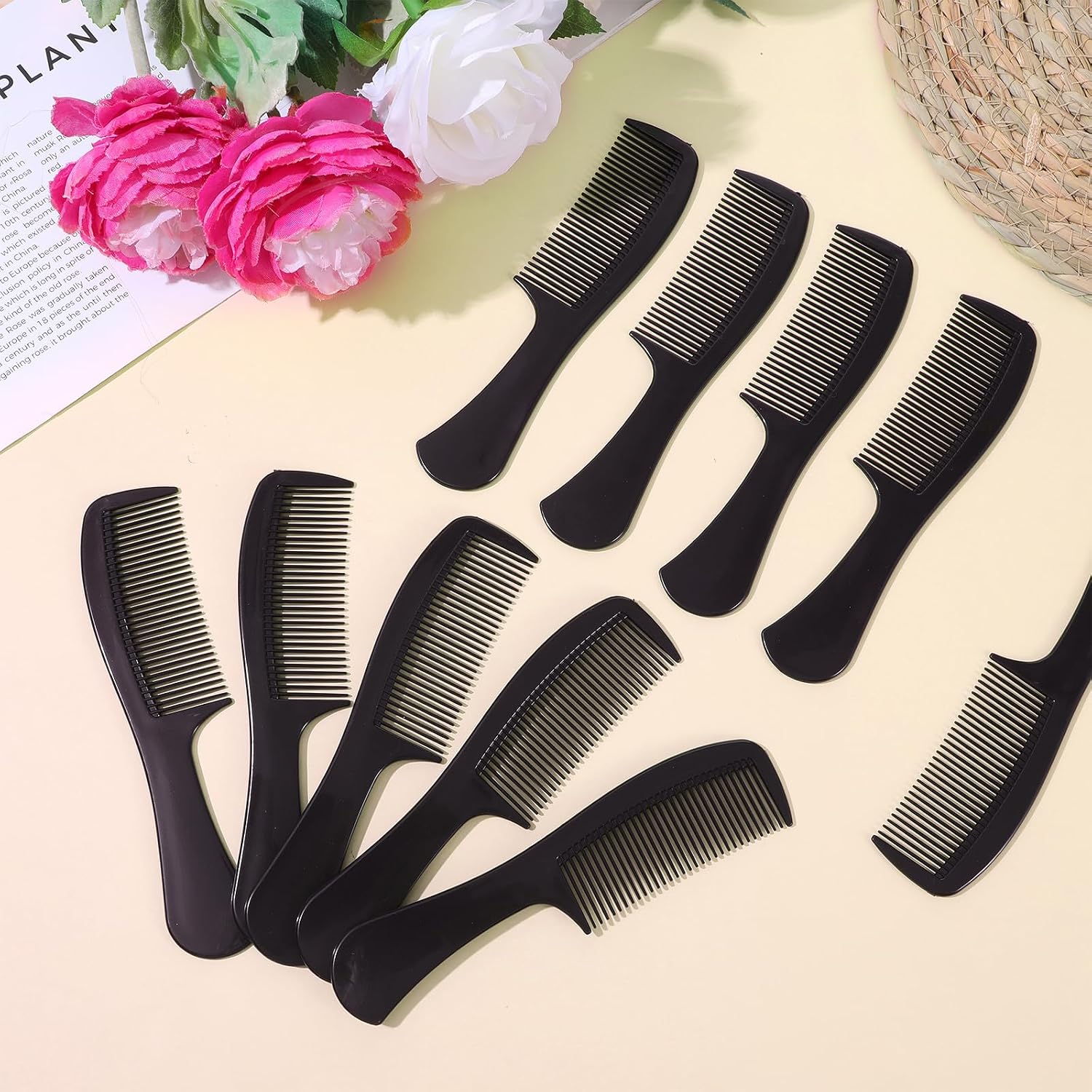 200 Pack Bulk Combs Thickened Black Plastic Combs, Fine and Wide Tooth Small Hair Comb for Homeless, Women, Men, Travel, Hotel, Nursing Home, Charity