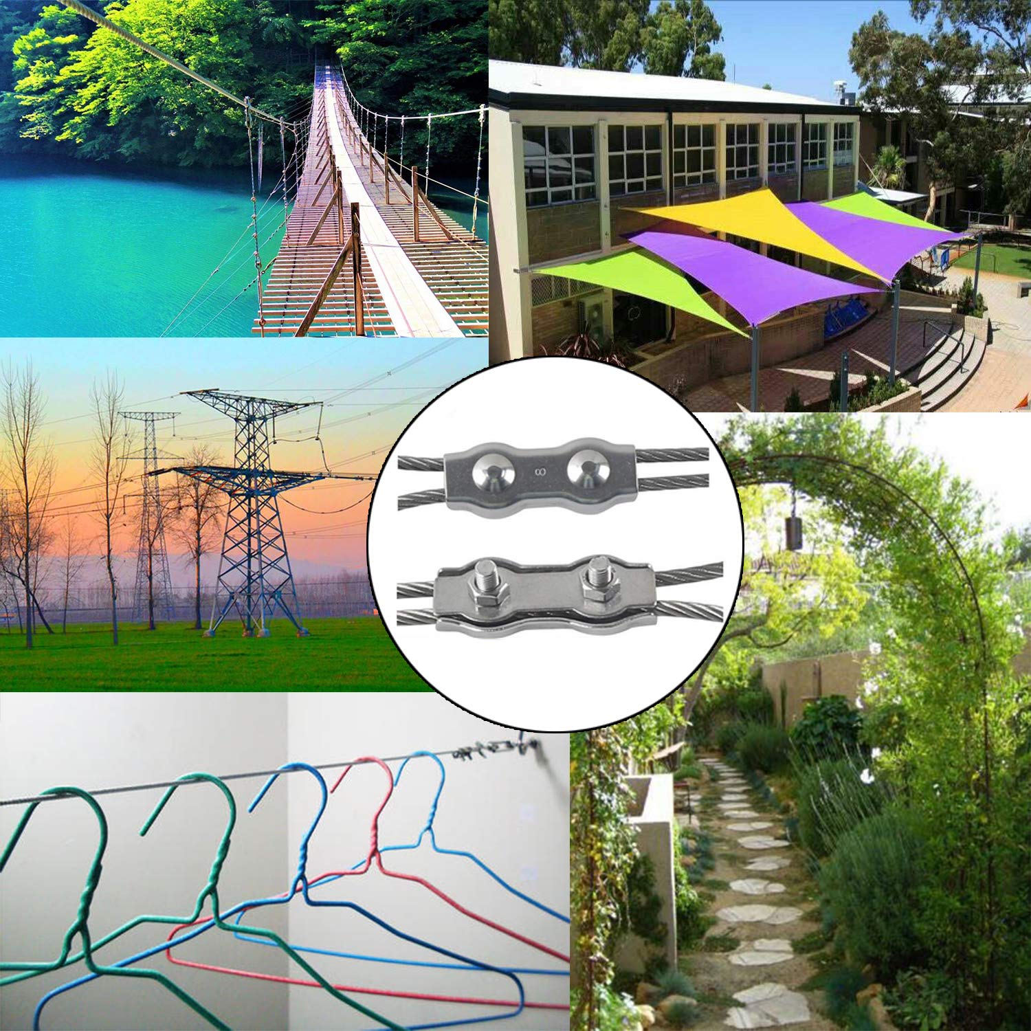 CEEYSEE 10 Clip Per Funi Metalliche Resistenti, M2 304, In Acciaio