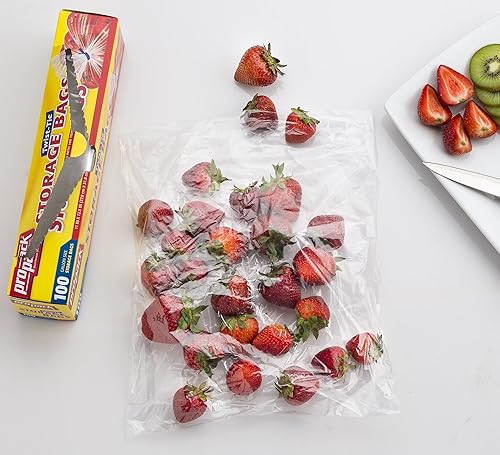 Miniatura 5 de Bolsas de almacenamiento de plástico desechables con lazo giratorio original, tamaño de 1 galón, 100 bolsas, ideales para el hogar, oficina,