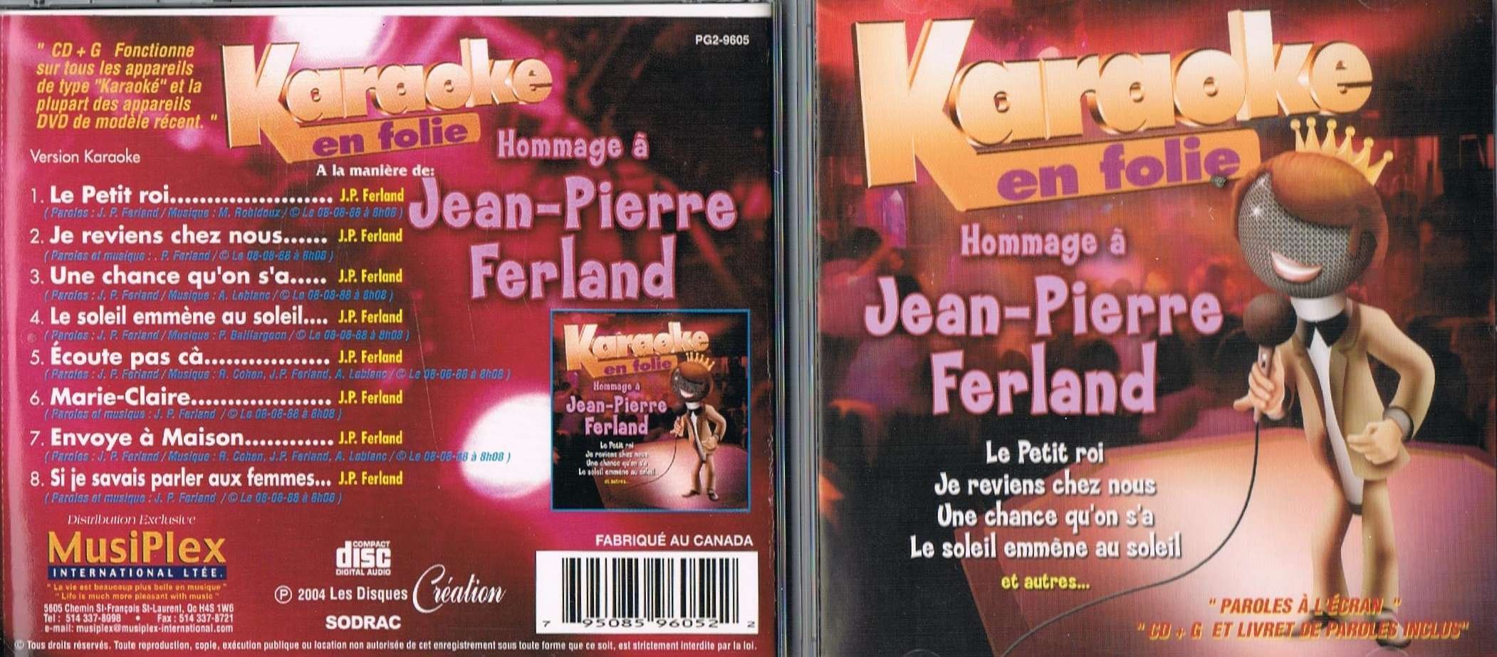 CD+G Karaoke en Folie, Hommage a Jean-Pierre Ferland (Chanté & Instrumental) [Audio CD] Karaoke Hommage a Jean-Pierre Ferland